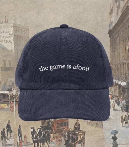 Sherlock Holmes The Game is Afoot Embroidered Corduroy Hat Merch Bookworm Teacher Gift Detective Mystery Reader 221b Elementary Watson