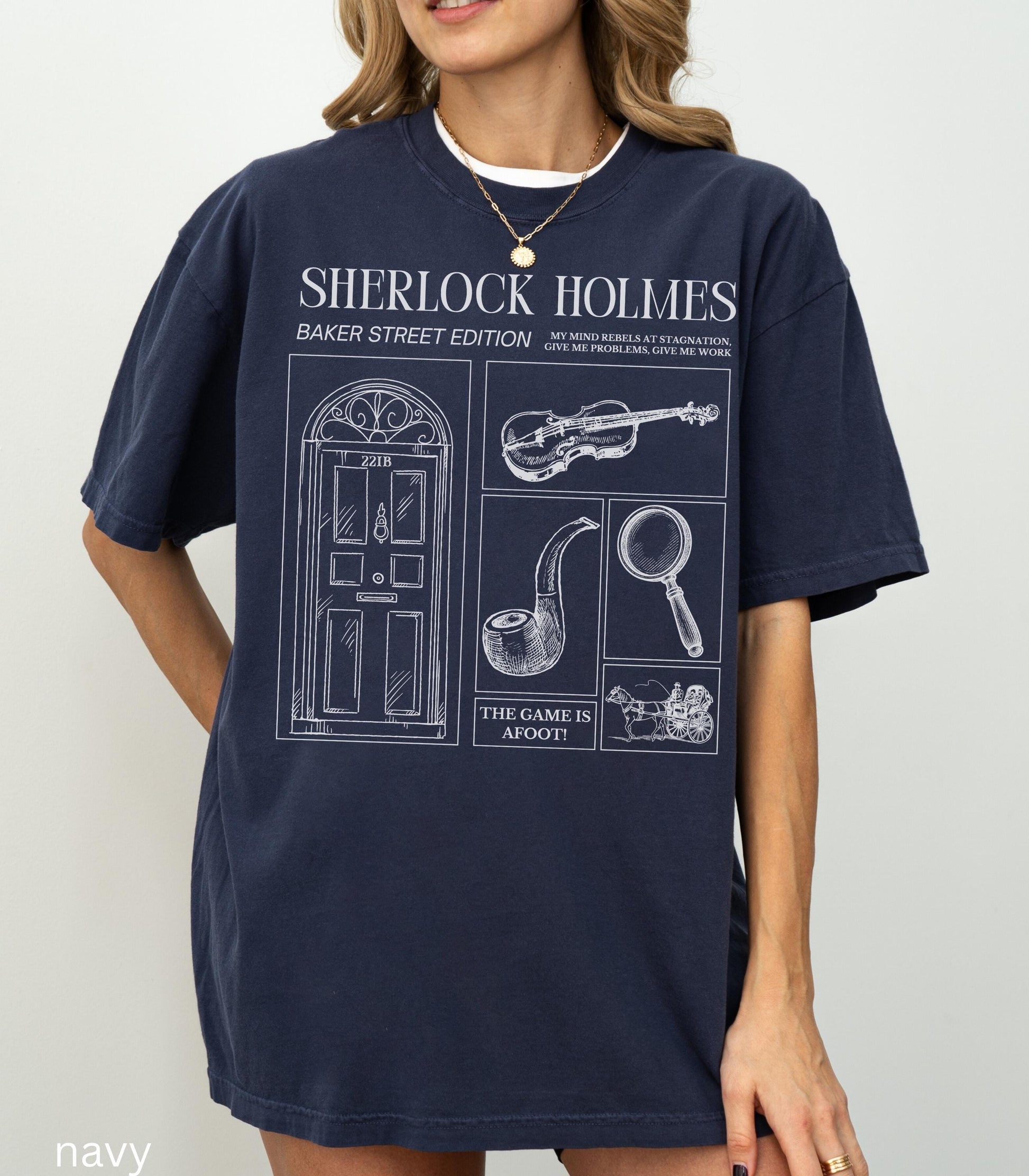 Sherlock Holmes Comfort Colors Tee * Dark Light Academia Game is Afoot Elementary Watson Detective Mystery Reader Bookish Book Club Gift