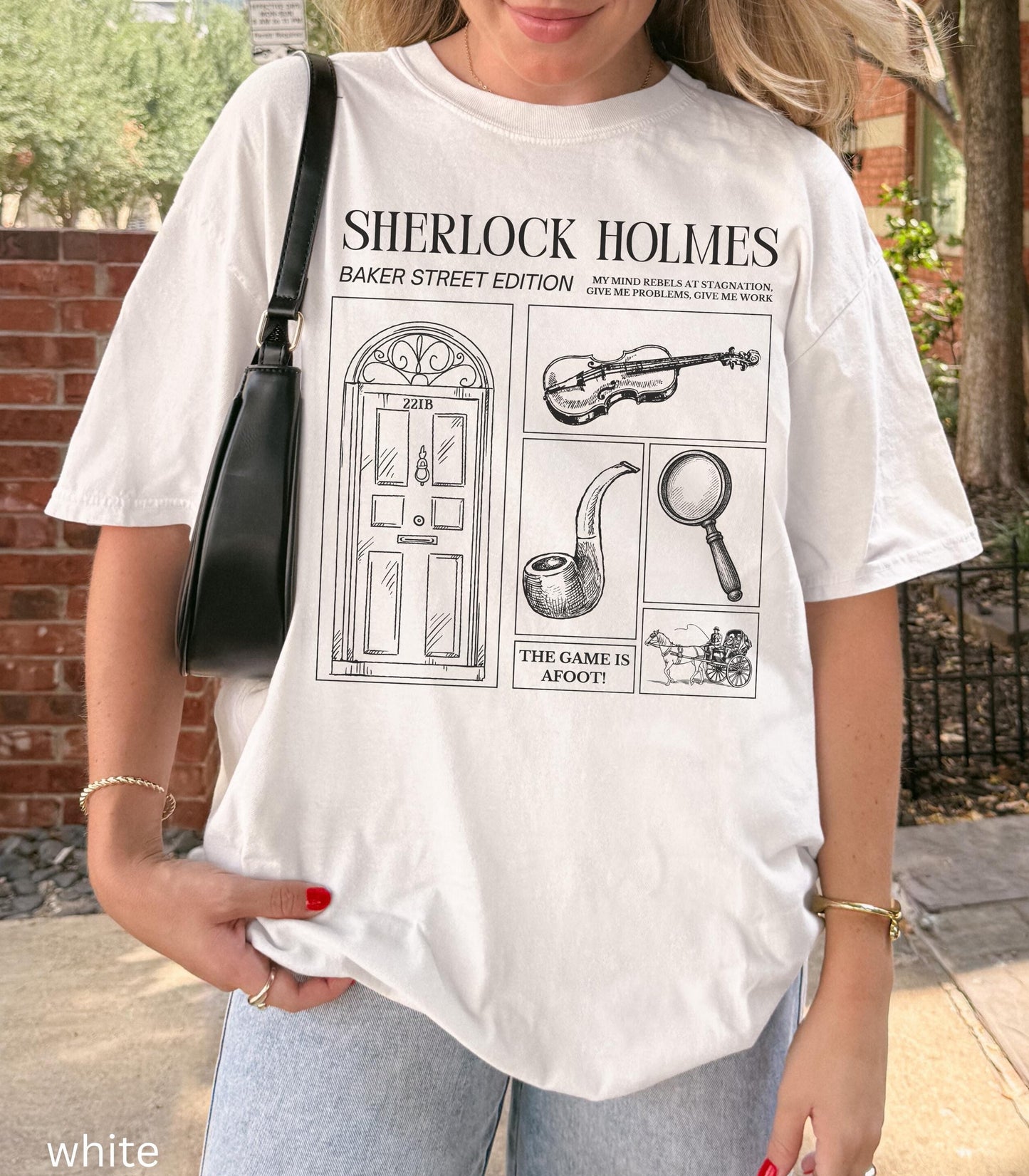 Sherlock Holmes Comfort Colors Tee * Dark Light Academia Game is Afoot Elementary Watson Detective Mystery Reader Bookish Book Club Gift