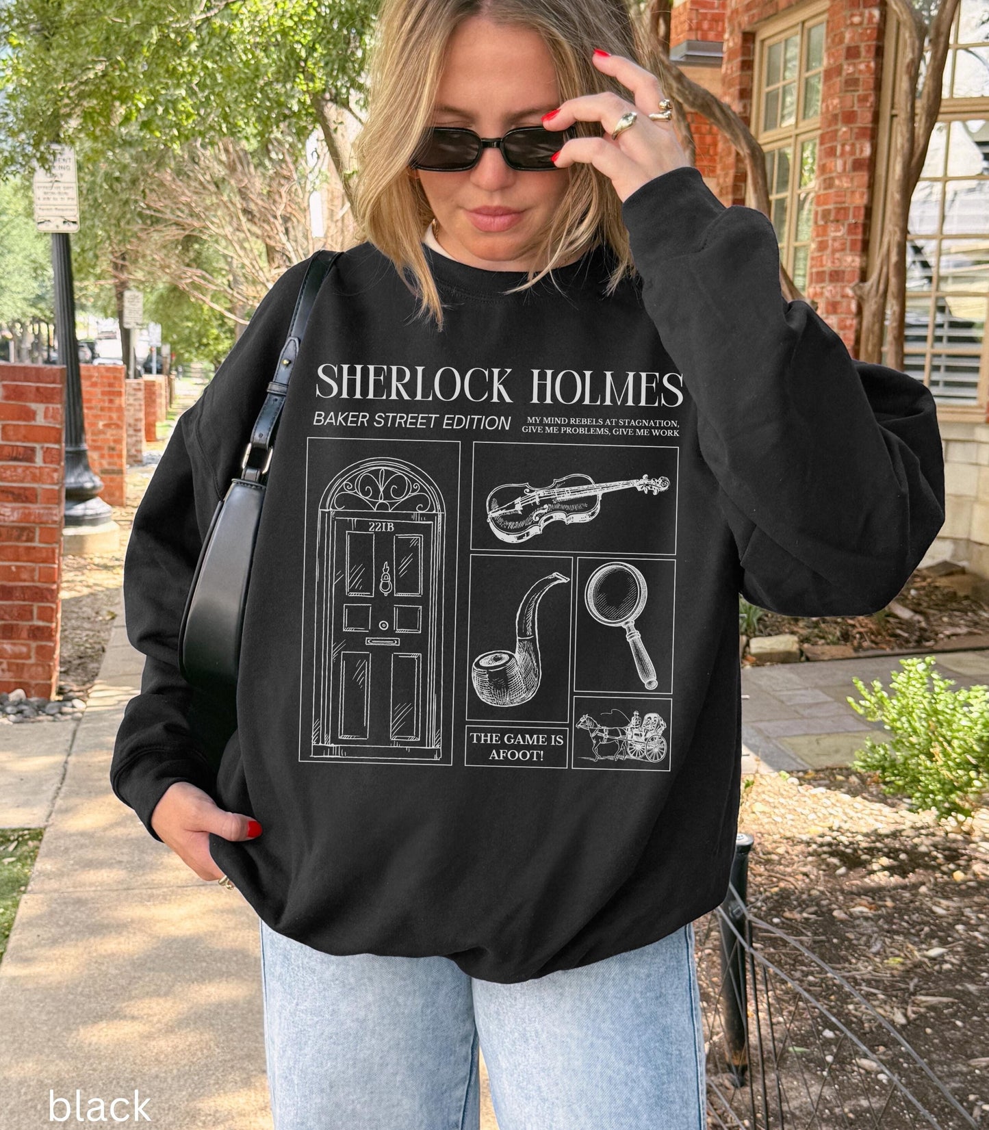 Sherlock Holmes Comfort Colors Sweatshirt * Dark Light Academia Game is Afoot Elementary Watson Detective Mystery Reader Bookish Club Gift