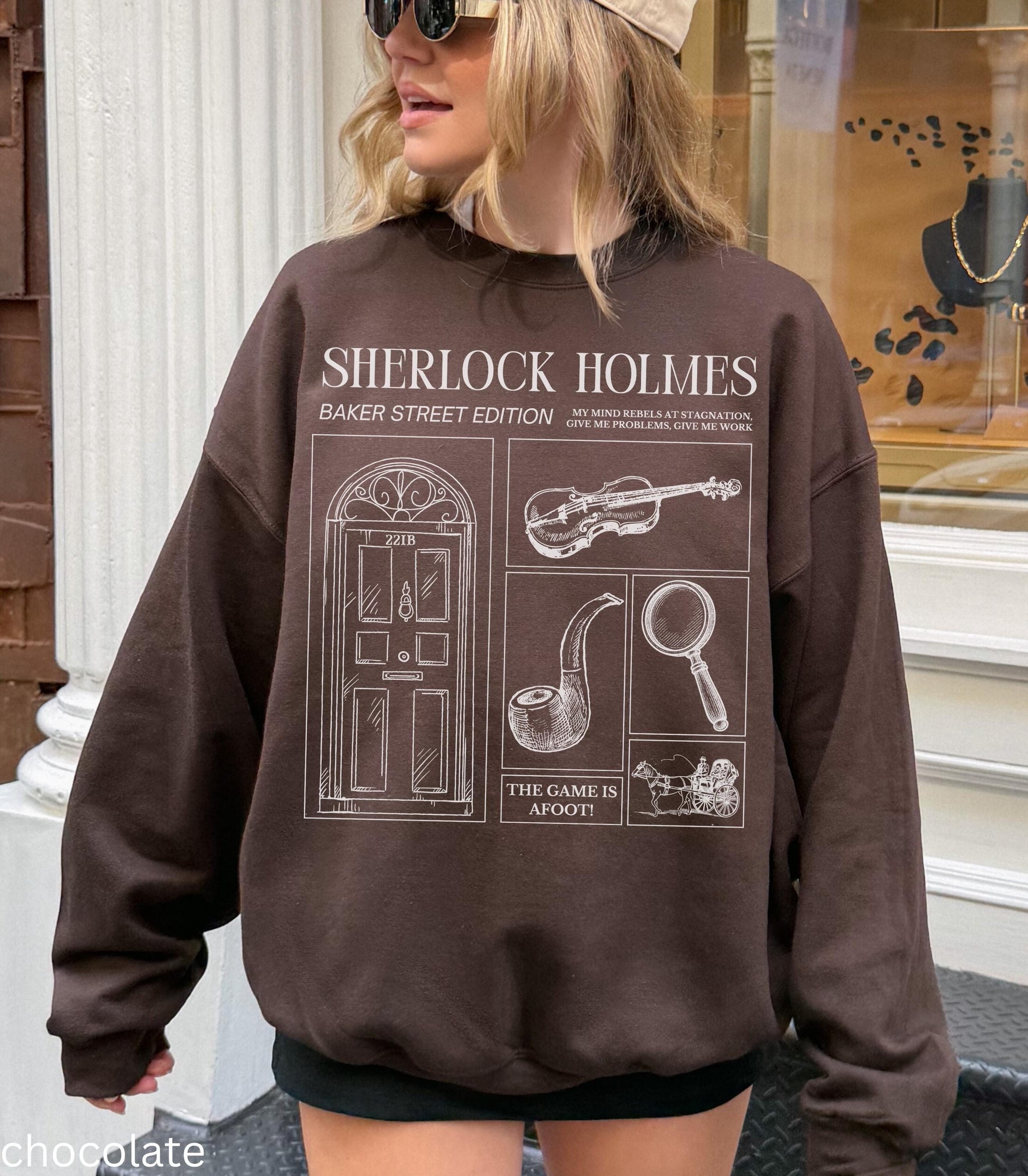 Sherlock Holmes Comfort Colors Sweatshirt * Dark Light Academia Game is Afoot Elementary Watson Detective Mystery Reader Bookish Club Gift