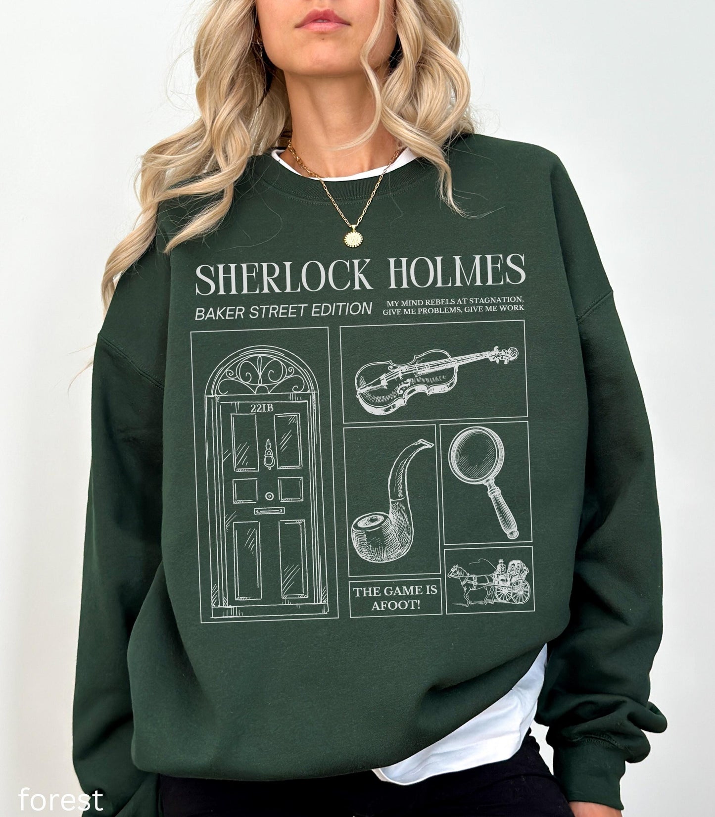 Sherlock Holmes Comfort Colors Sweatshirt * Dark Light Academia Game is Afoot Elementary Watson Detective Mystery Reader Bookish Club Gift