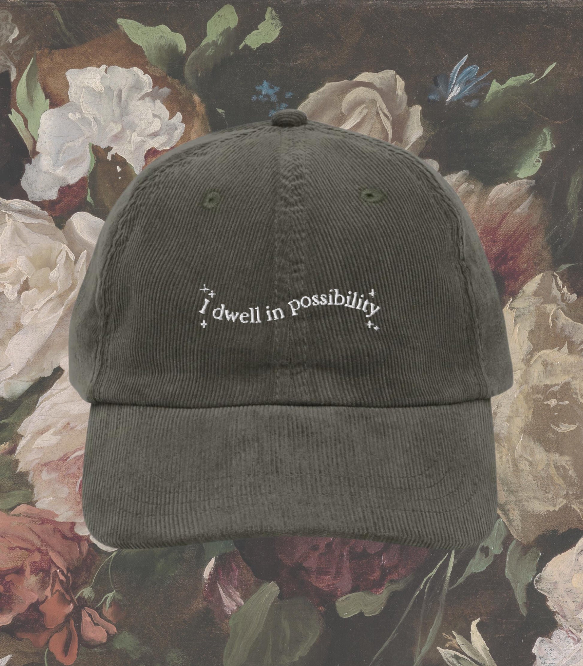 Emily Dickinson I Dwell in Possibility Embroidered Corduroy Hat * Gothic Poetry Poet Dark Academia English Major Teacher Librarian Gift Idea