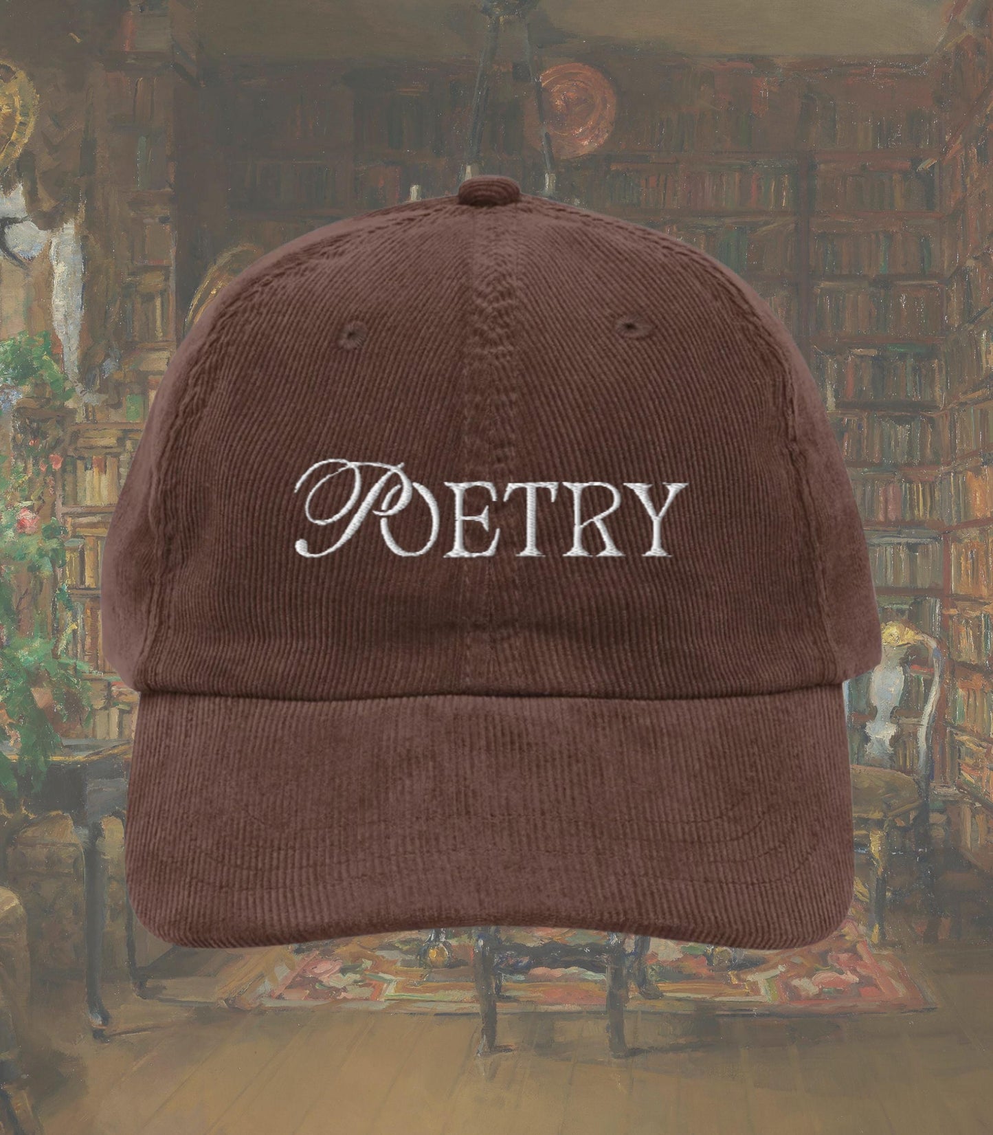 Poetry Bookish Embroidered Corduroy Hat * Gothic Literature Book Lover Emily Dickinson English Major Teacher Librarian Writer Reader Gift