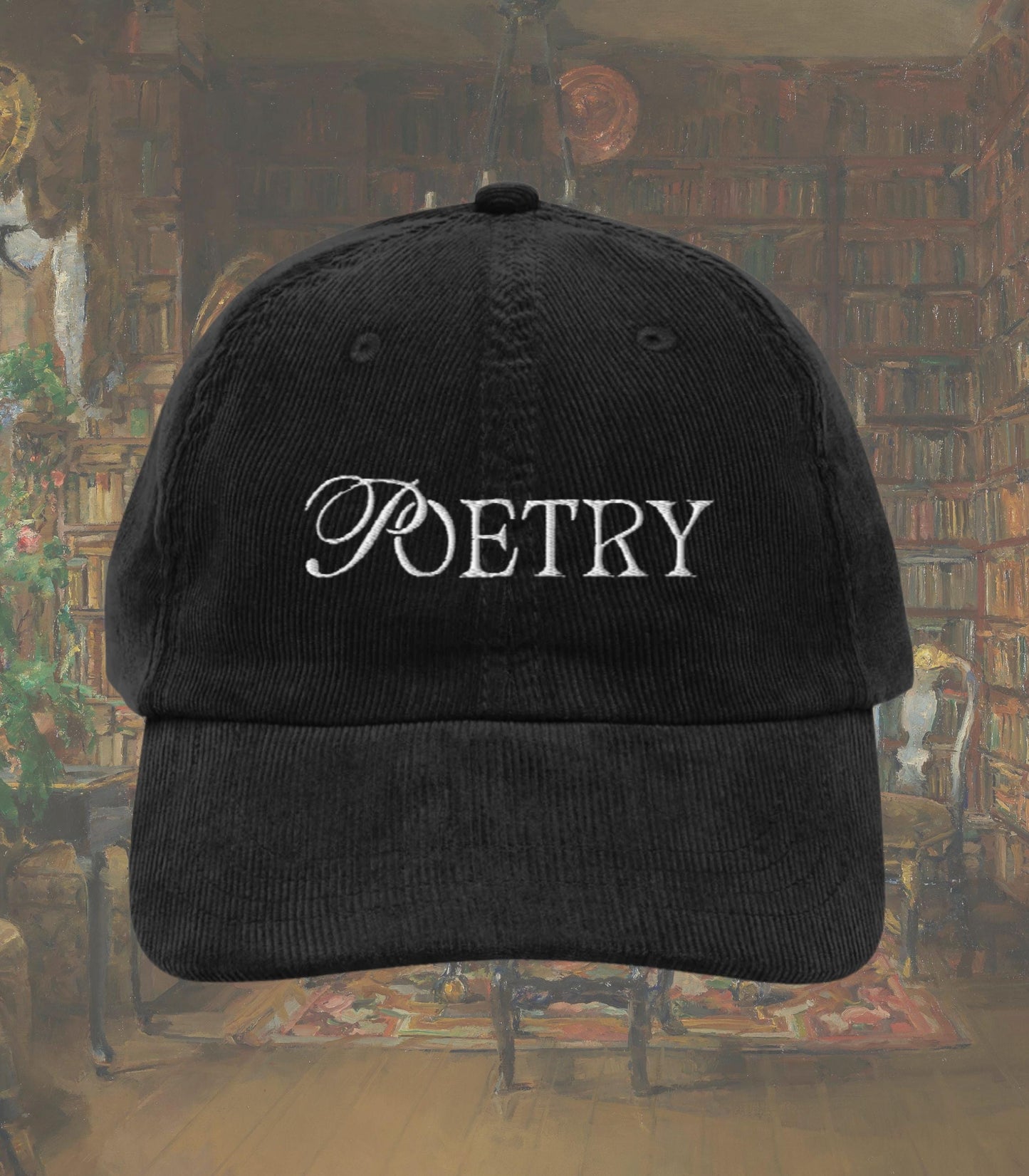 Poetry Bookish Embroidered Corduroy Hat * Gothic Literature Book Lover Emily Dickinson English Major Teacher Librarian Writer Reader Gift