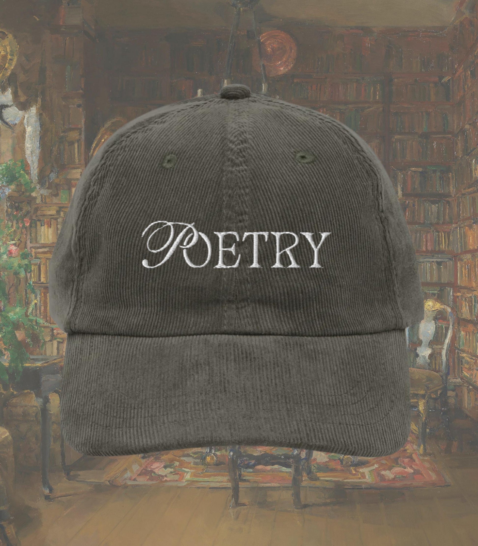 Poetry Bookish Embroidered Corduroy Hat * Gothic Literature Book Lover Emily Dickinson English Major Teacher Librarian Writer Reader Gift