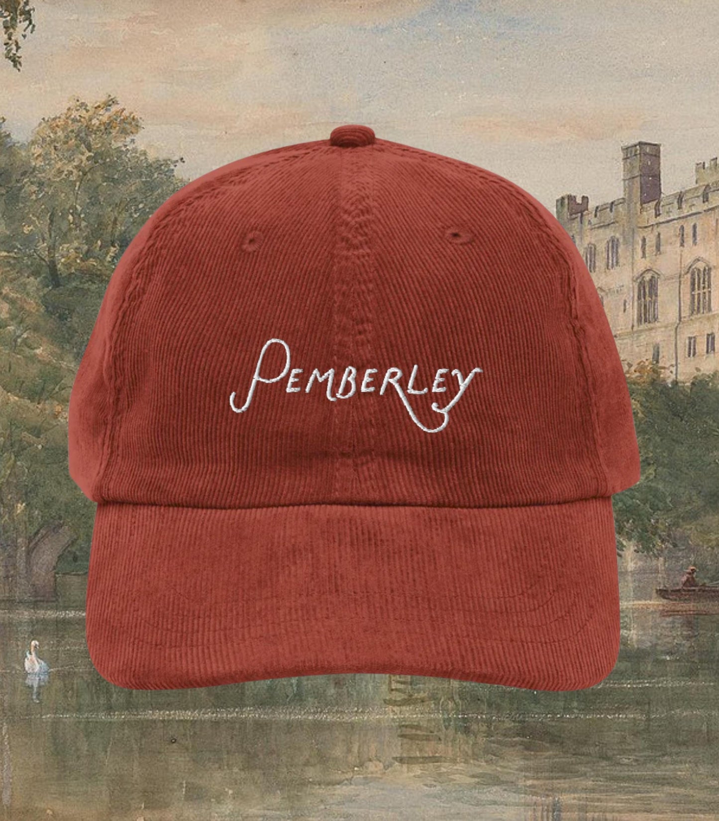 Pride & Prejudice Pemberley Vintage Embroidered Corduroy Hat Most Ardently Darcy Fond of Walking Book Lover Bookish Gift Jane Austen Merch