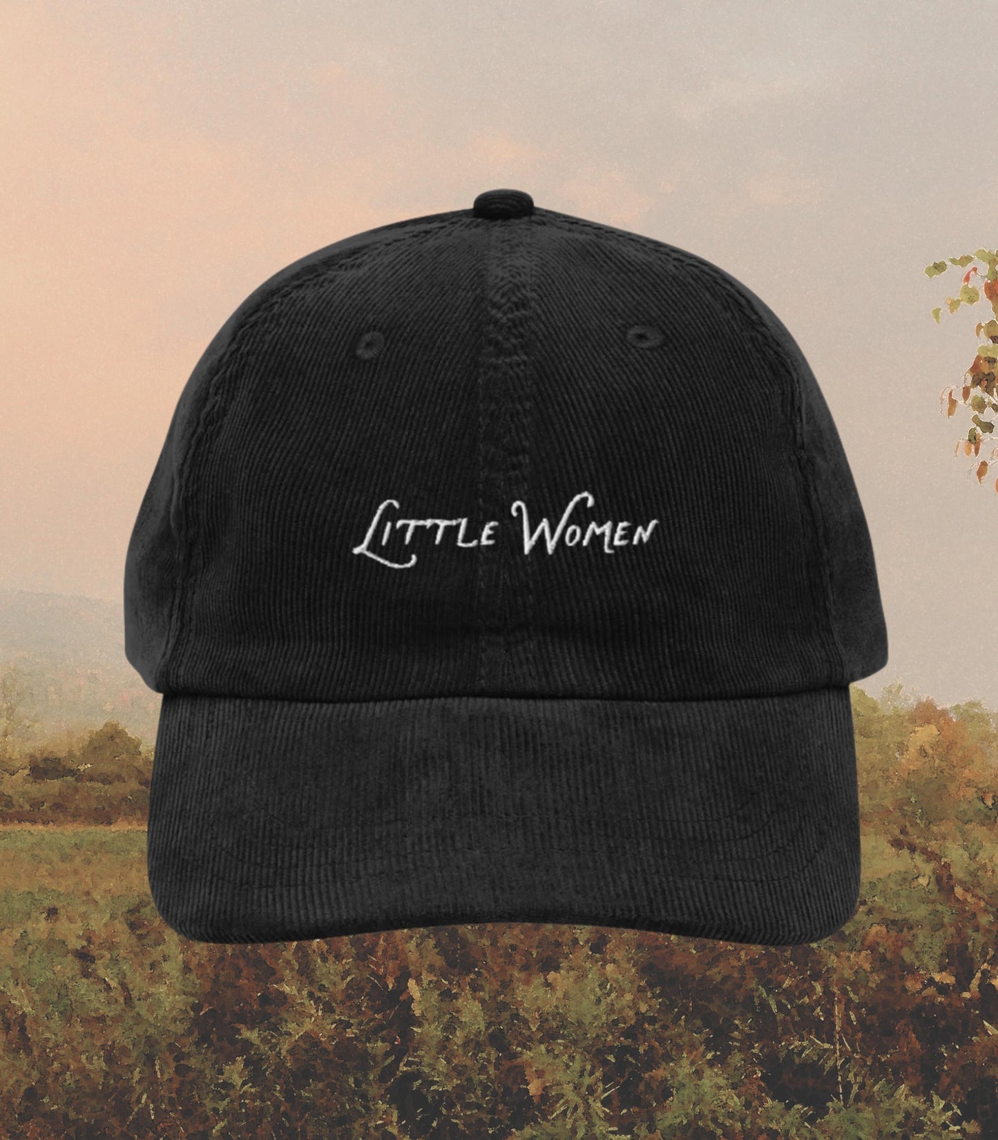 Little Women Corduroy Coquette Embroidered Hat * Cottagecore March Sisters It's No Use Jo Orchard House Book Fandom Merch Bookish Gift Idea