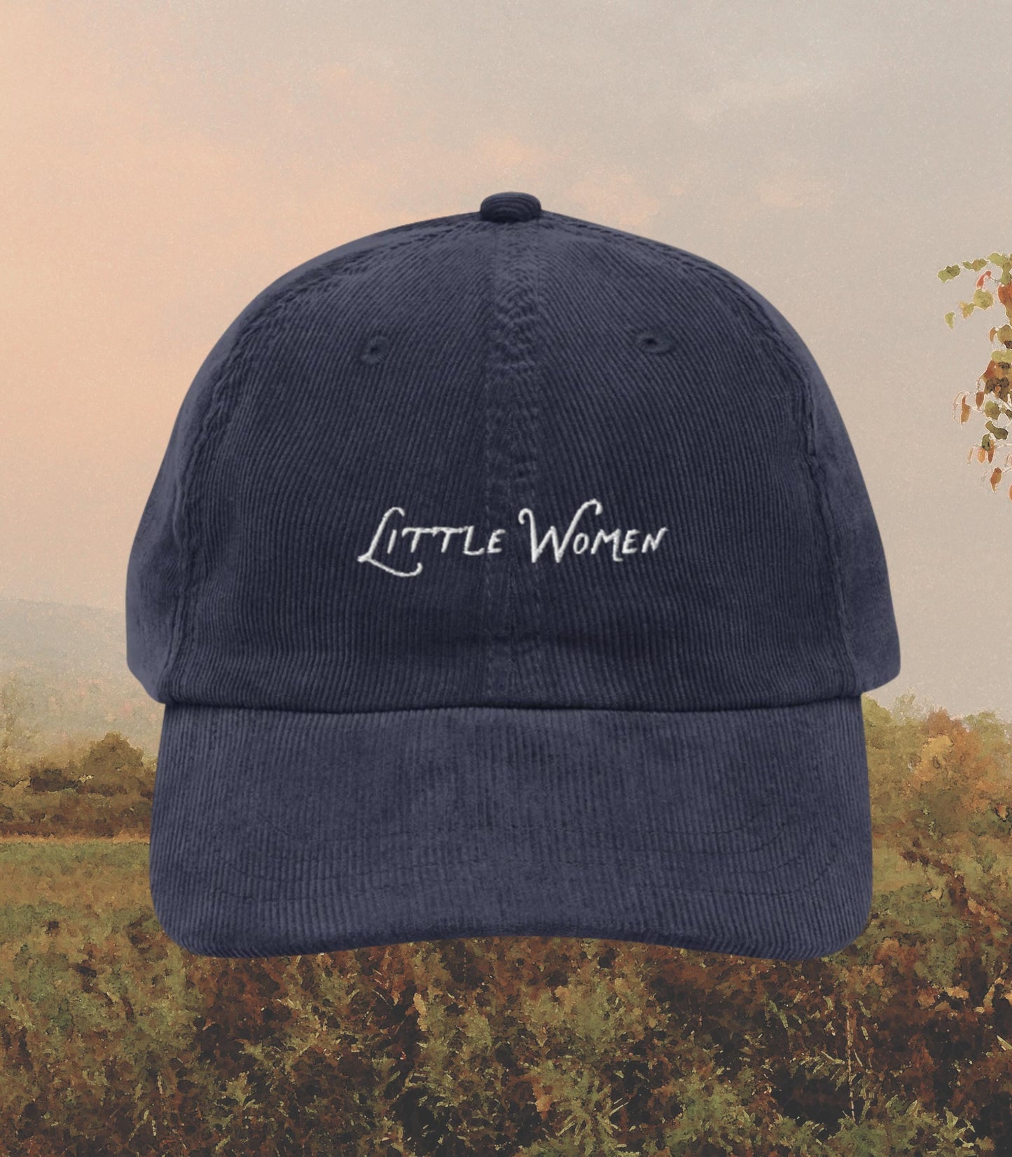Little Women Corduroy Coquette Embroidered Hat * Cottagecore March Sisters It's No Use Jo Orchard House Book Fandom Merch Bookish Gift Idea