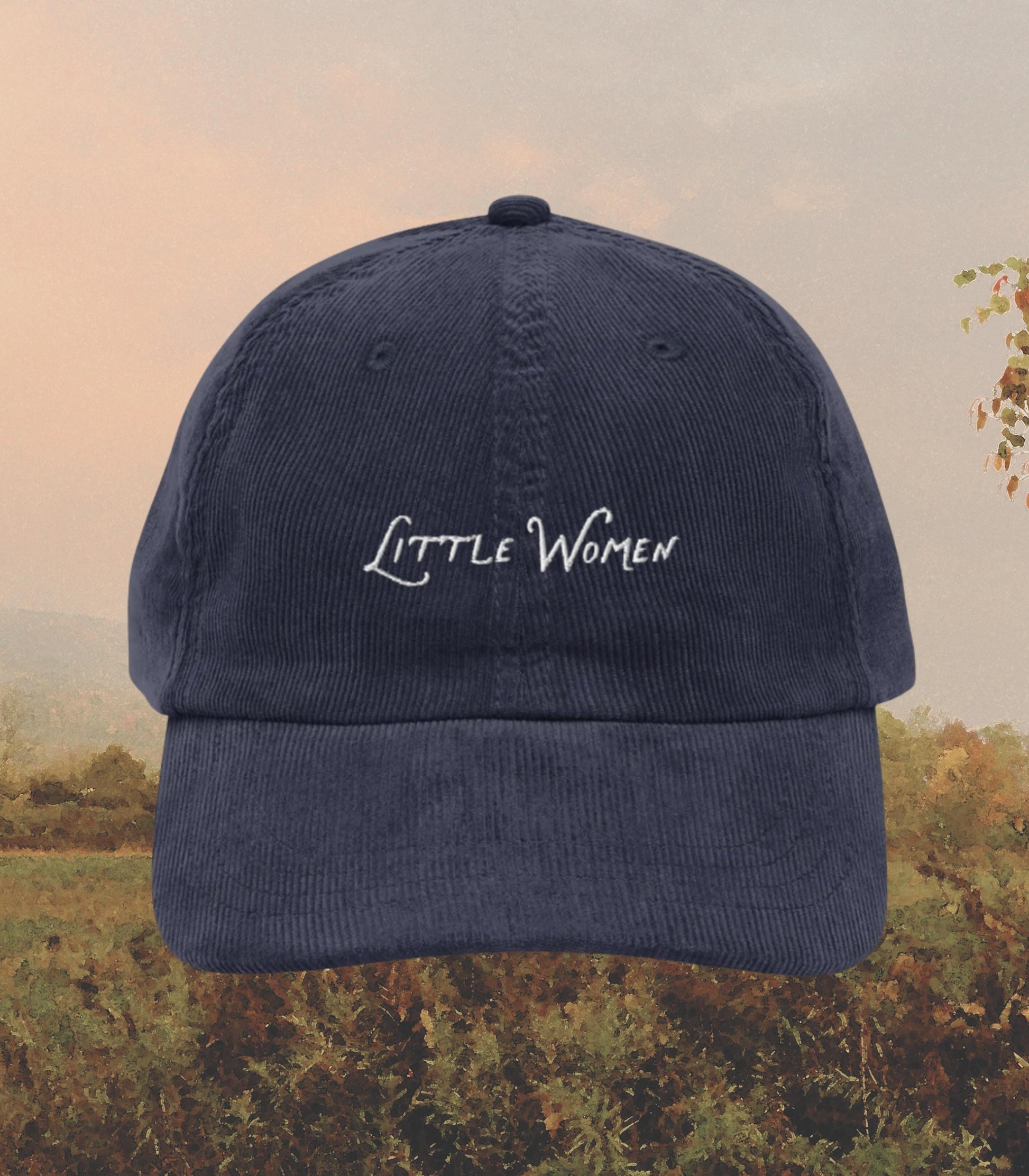 Little Women Corduroy Coquette Embroidered Hat * Cottagecore March Sisters It's No Use Jo Orchard House Book Fandom Merch Bookish Gift Idea