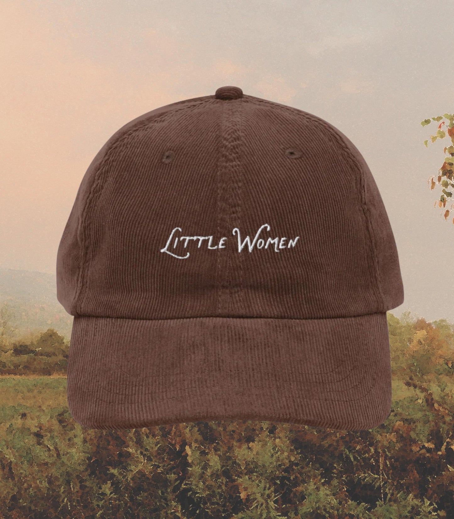 Little Women Corduroy Coquette Embroidered Hat * Cottagecore March Sisters It's No Use Jo Orchard House Book Fandom Merch Bookish Gift Idea