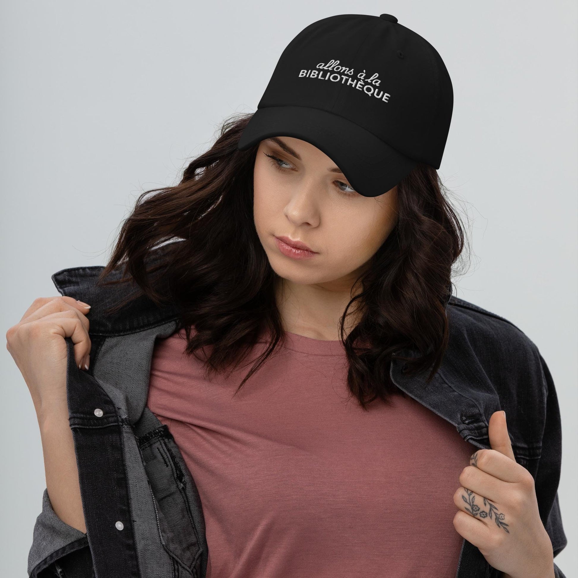 Let's Go to the Library French Allons Bibliotheque National Library Week Embroidered Baseball Hat Bookish Merch Bookworm Gift