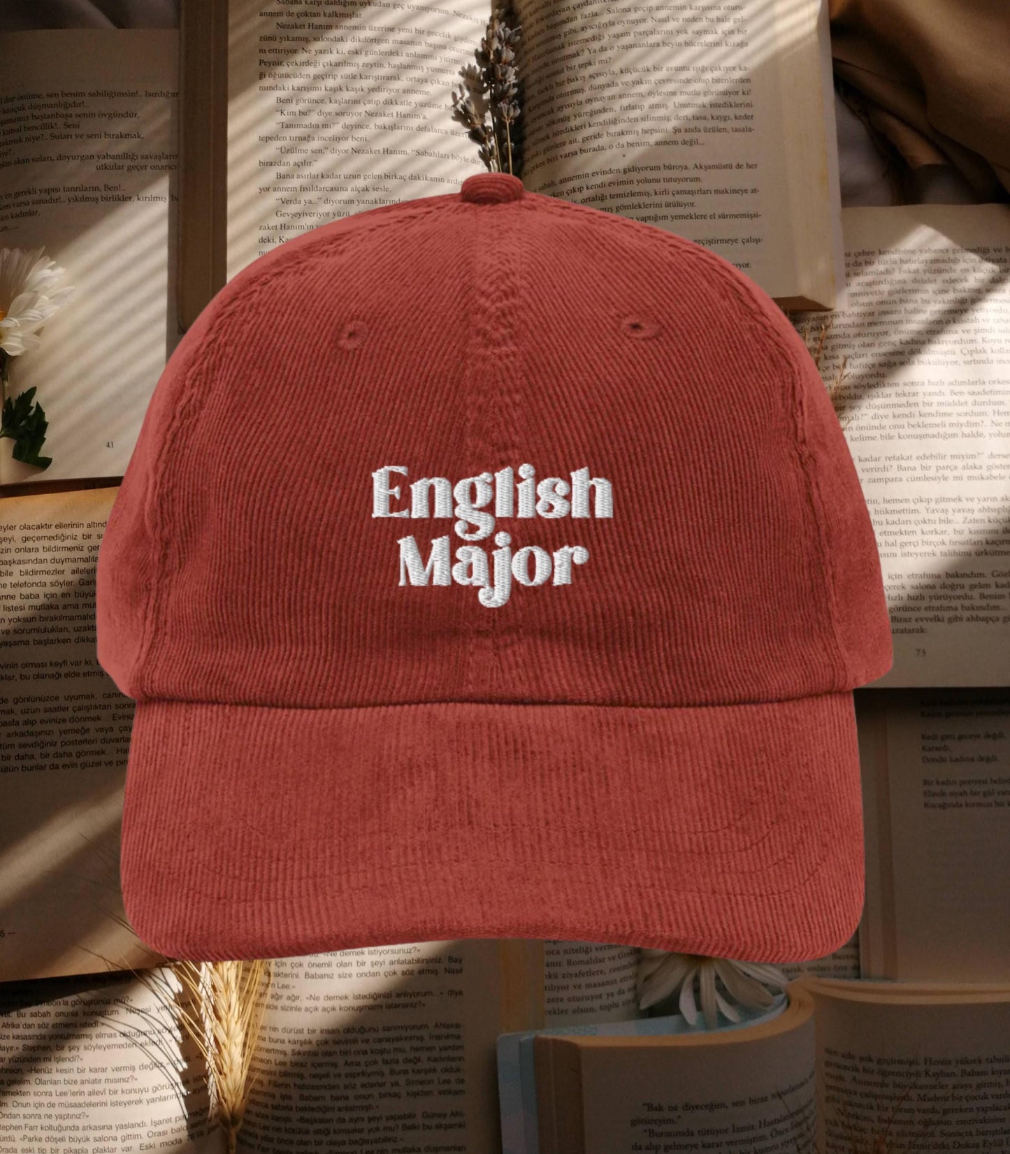 English Major Embroidered Corduroy Hat Bookish Booktok Reader Thought Daughter Merch Banned Books Bookworm Bibliophile Reader Gift Idea