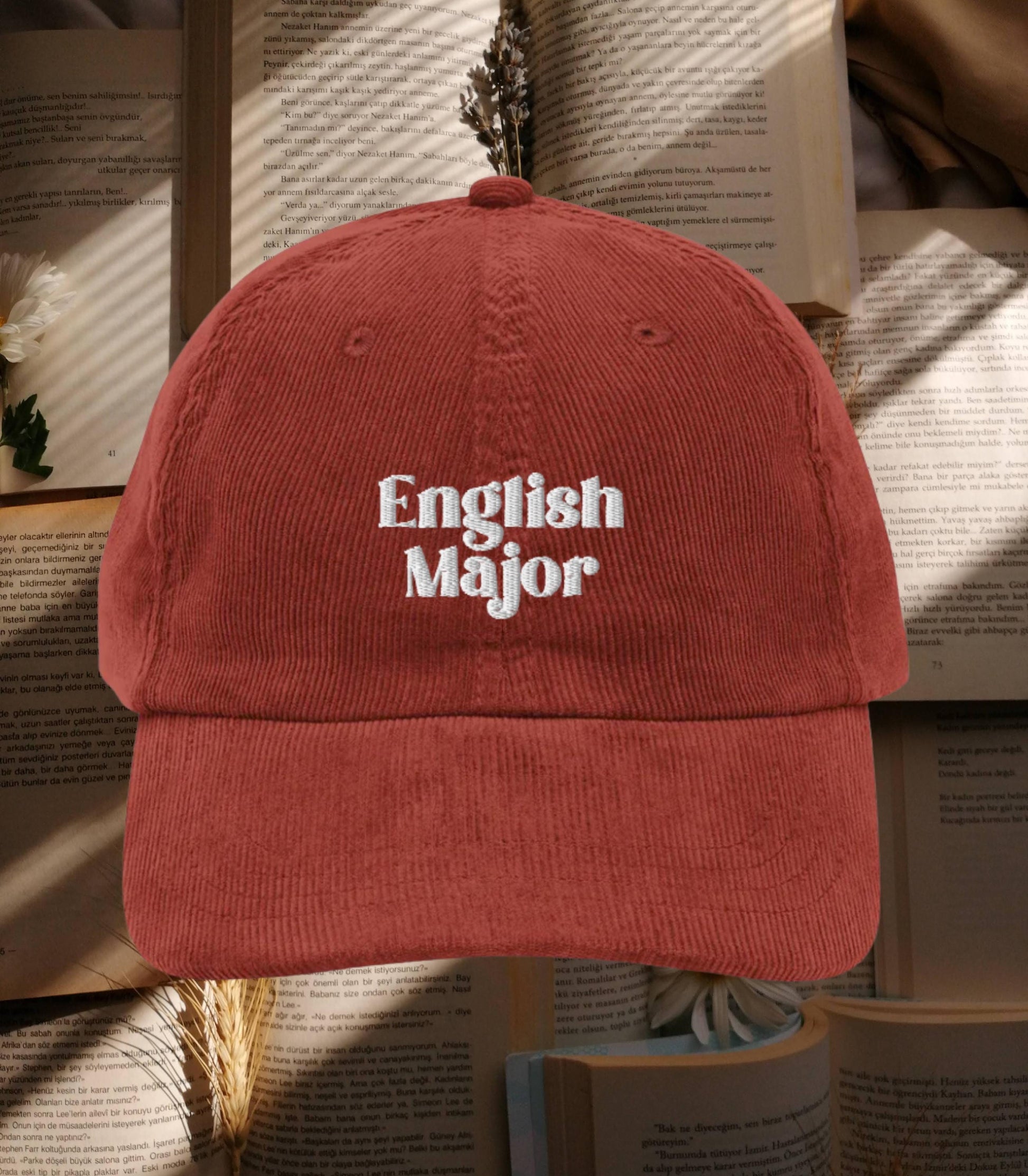 English Major Embroidered Corduroy Hat Bookish Booktok Reader Thought Daughter Merch Banned Books Bookworm Bibliophile Reader Gift Idea
