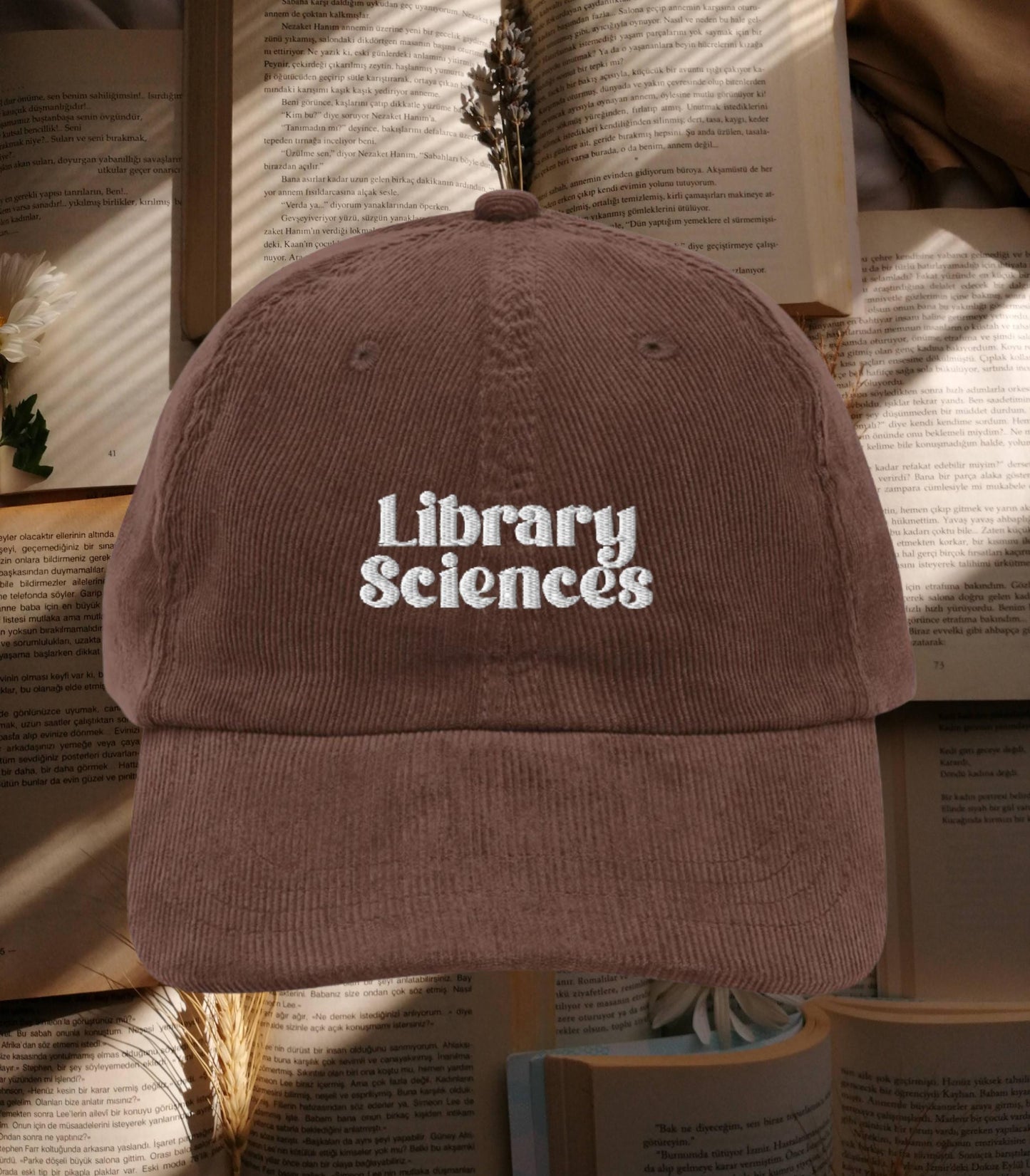 Library Sciences Embroidered Corduroy Hat Bookish Booktok Reader Thought Daughter Merch Banned Books Bookworm Reader Librarian Gift Idea