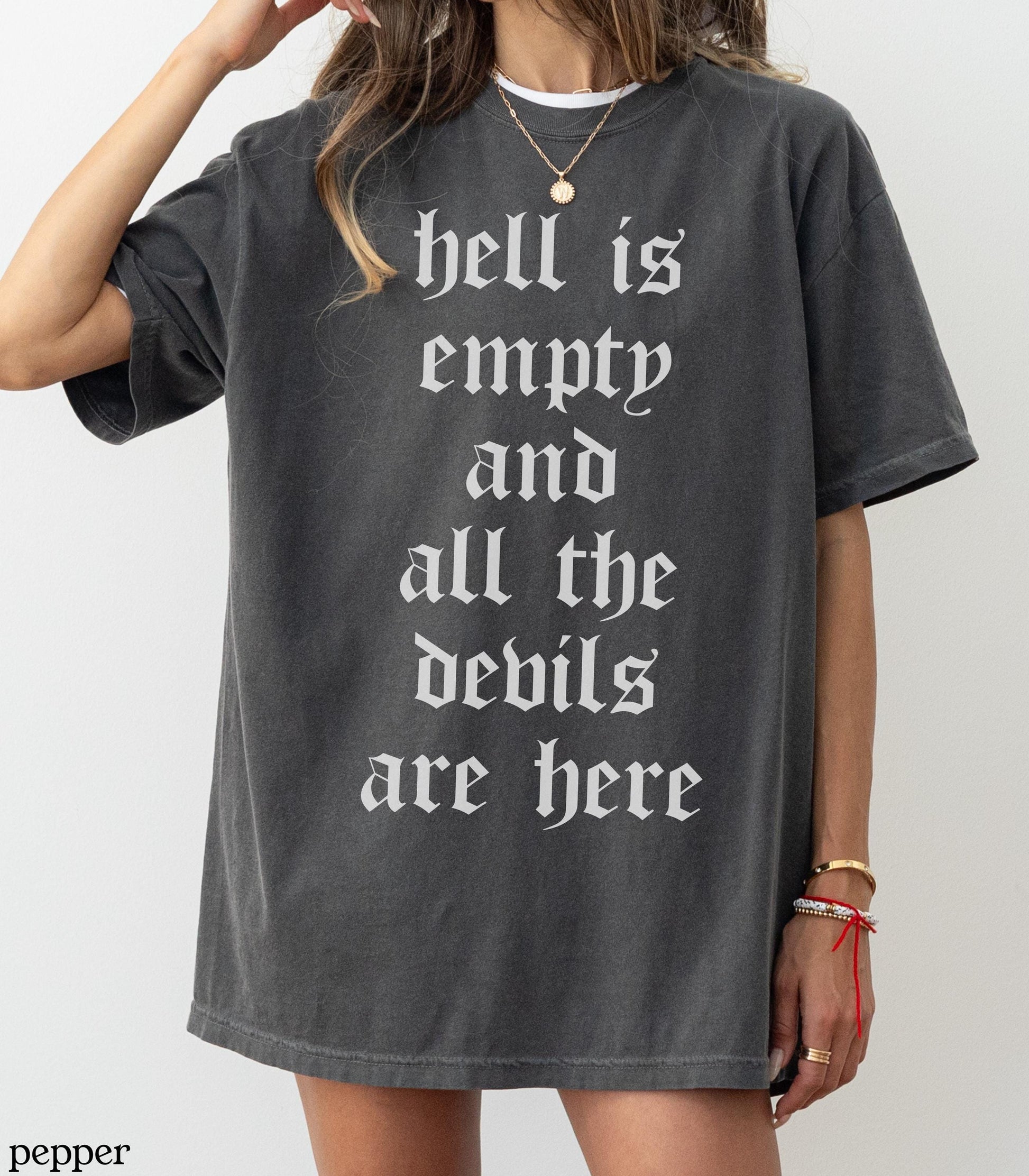Hell is Empty & All the Devils Are Here Tee Shakespeare Tempest Emo Punk Protest Anti Fascist Dark Academia Bookish Drama Teacher Gift
