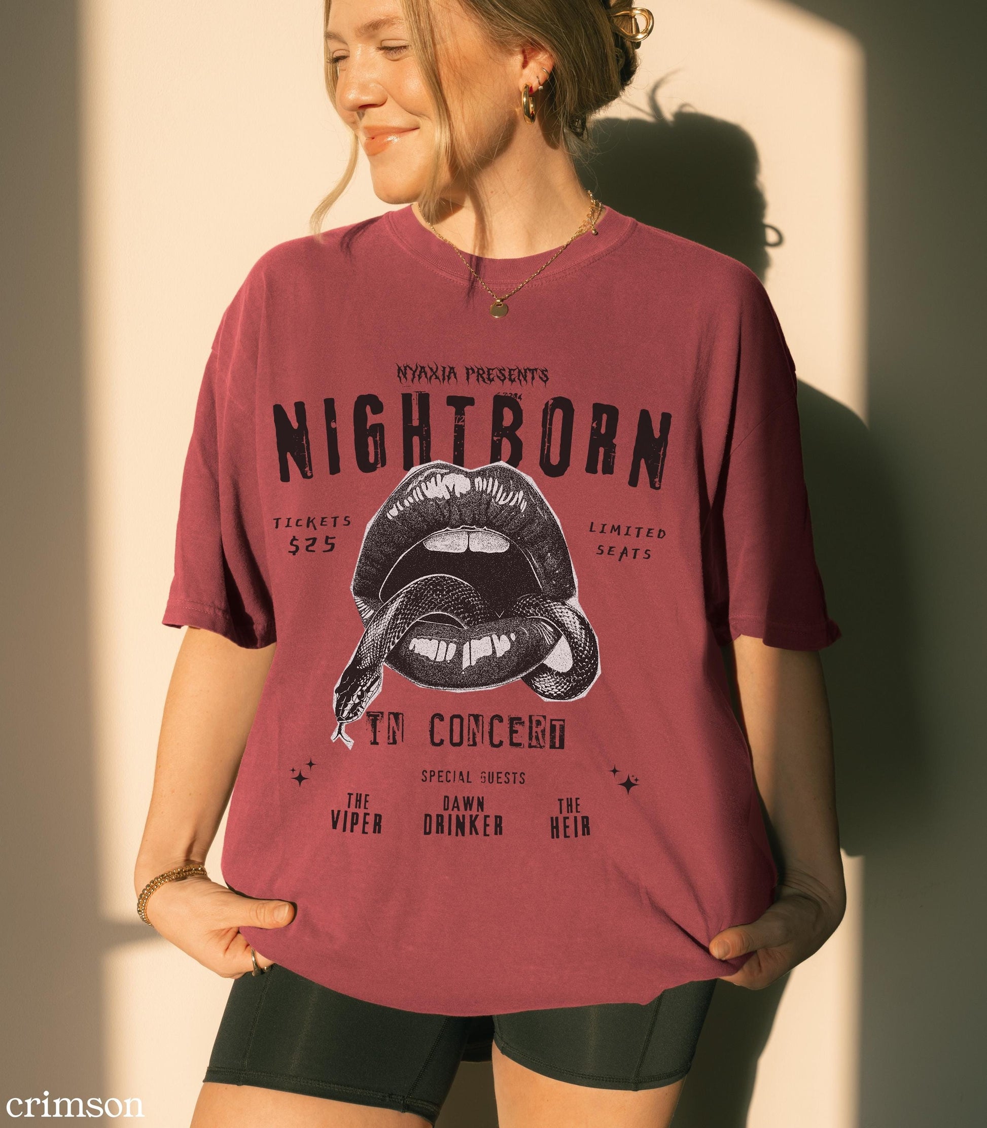 Serpent & The Wings of Night Nightborn Band Tee LICENSED Carissa Broadbent Crowns of Nyaxia Little Serpent Oraya Raihn Kejari Bookish Merch