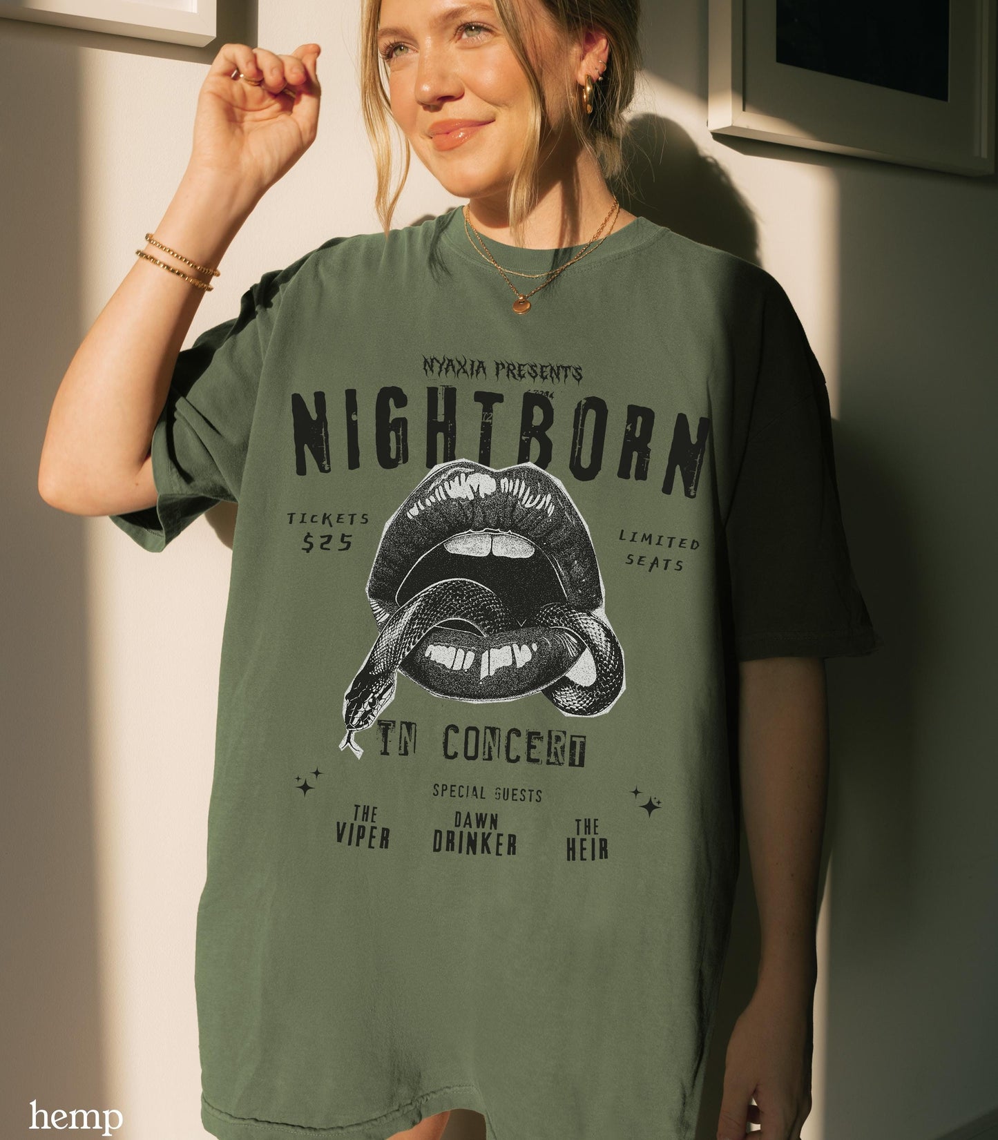 Serpent & The Wings of Night Nightborn Band Tee LICENSED Carissa Broadbent Crowns of Nyaxia Little Serpent Oraya Raihn Kejari Bookish Merch