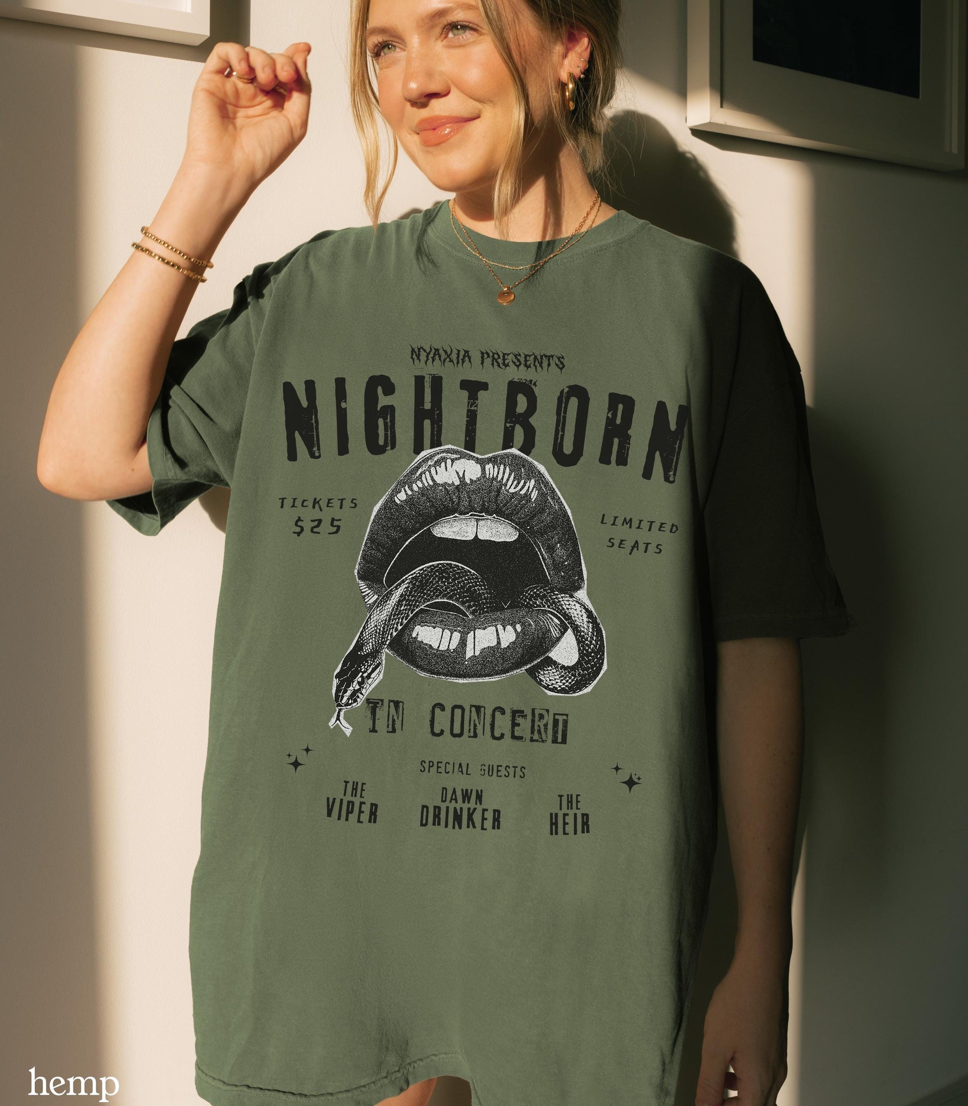 Serpent & The Wings of Night Nightborn Band Tee LICENSED Carissa Broadbent Crowns of Nyaxia Little Serpent Oraya Raihn Kejari Bookish Merch