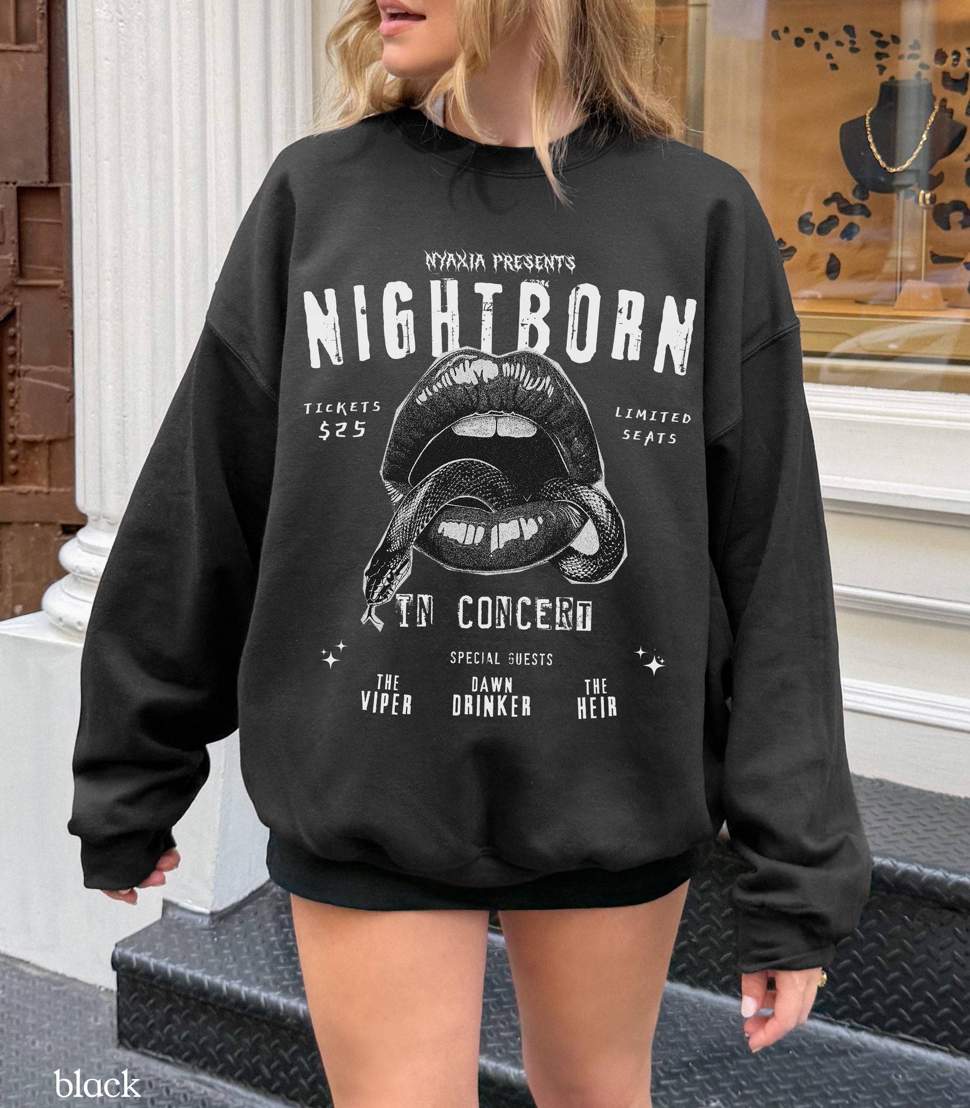 Serpent & The Wings of Night Nightborn Band Sweatshirt LICENSED Carissa Broadbent Crowns of Nyaxia Little Serpent Oraya Kejari Bookish Merch