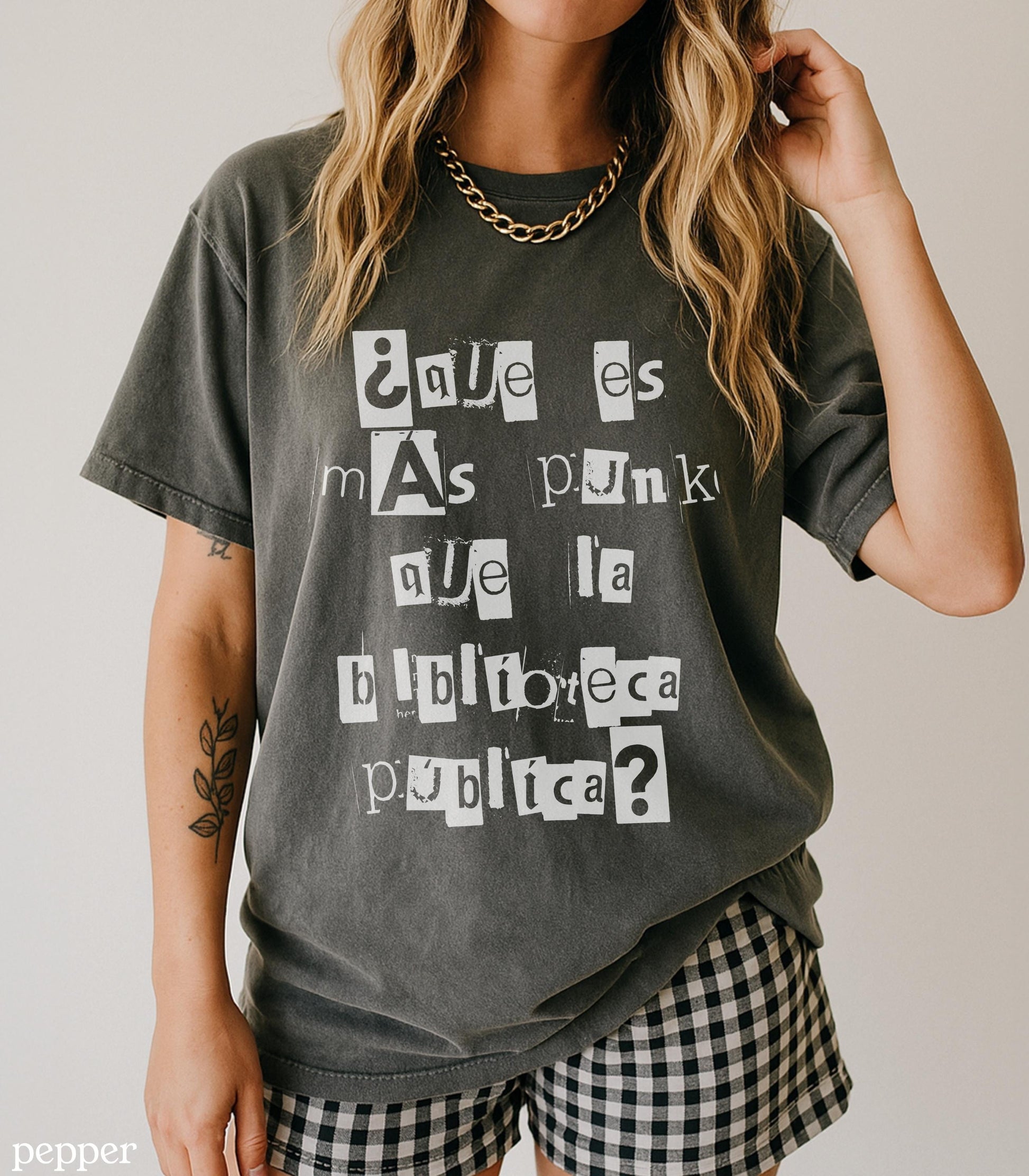What's More Punk than the Public Library Spanish National Library Week Comfort Colors Tee Librarian Teacher Gift Idea Banned Books Goth Alt