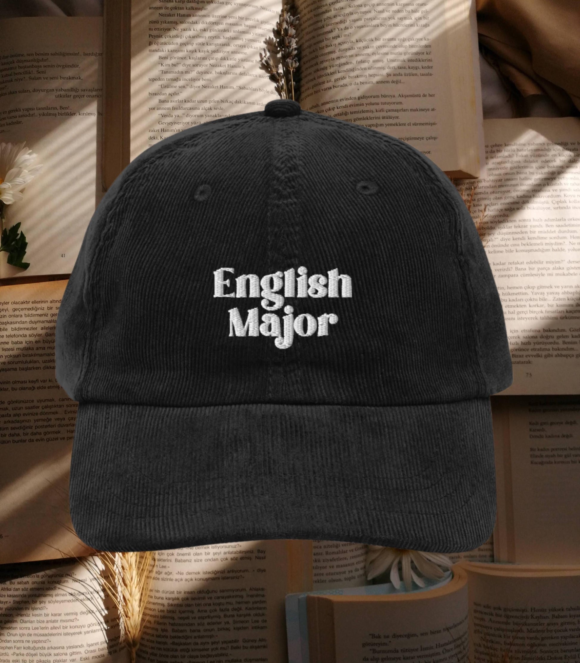 English Major Embroidered Corduroy Hat Bookish Booktok Reader Thought Daughter Merch Banned Books Bookworm Bibliophile Reader Gift Idea