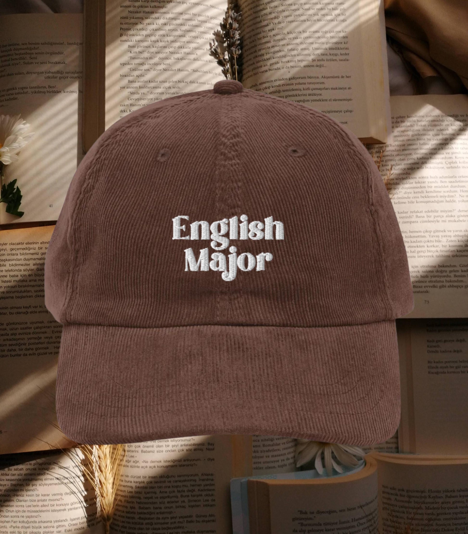English Major Embroidered Corduroy Hat Bookish Booktok Reader Thought Daughter Merch Banned Books Bookworm Bibliophile Reader Gift Idea