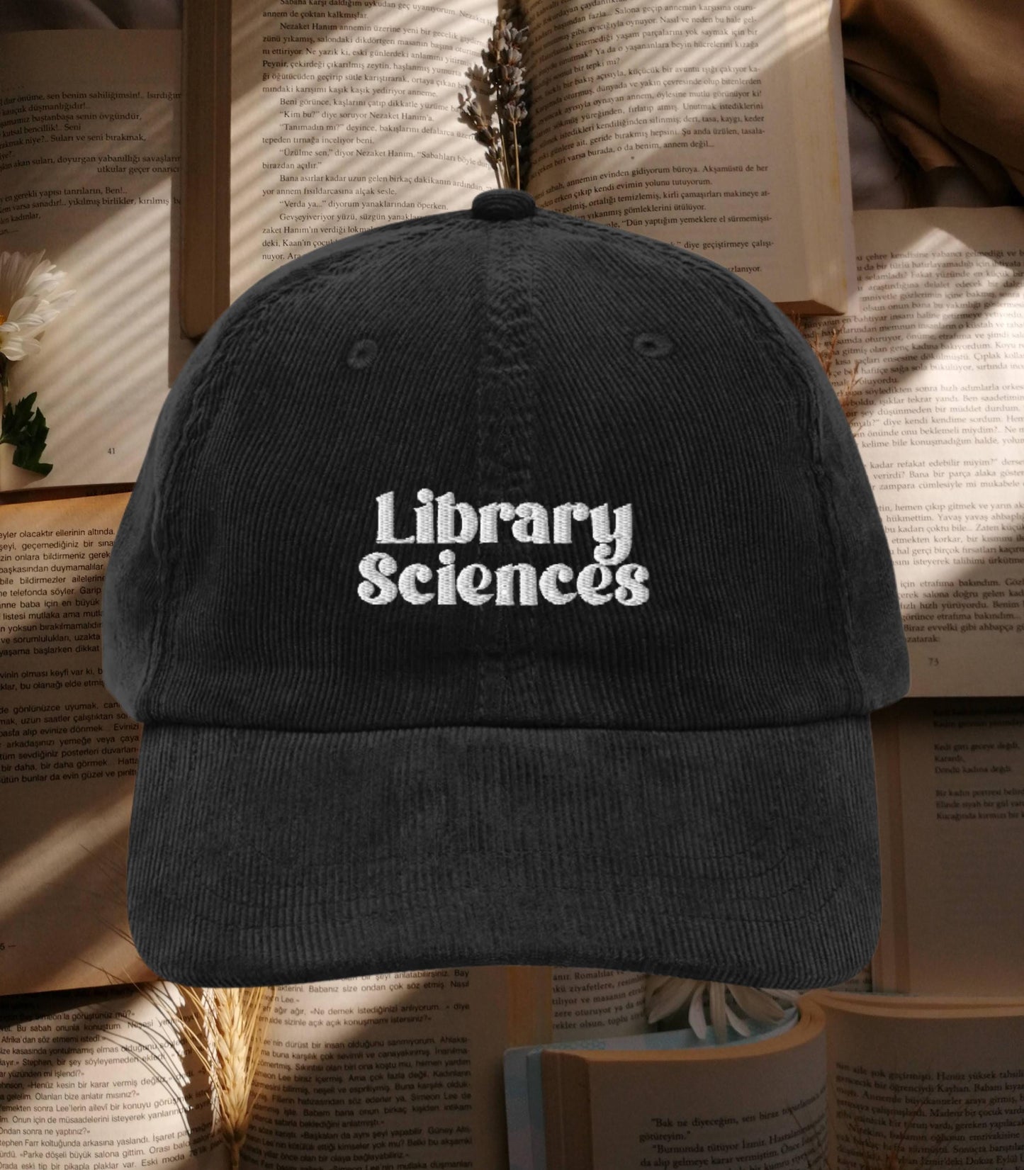Library Sciences Embroidered Corduroy Hat Bookish Booktok Reader Thought Daughter Merch Banned Books Bookworm Reader Librarian Gift Idea