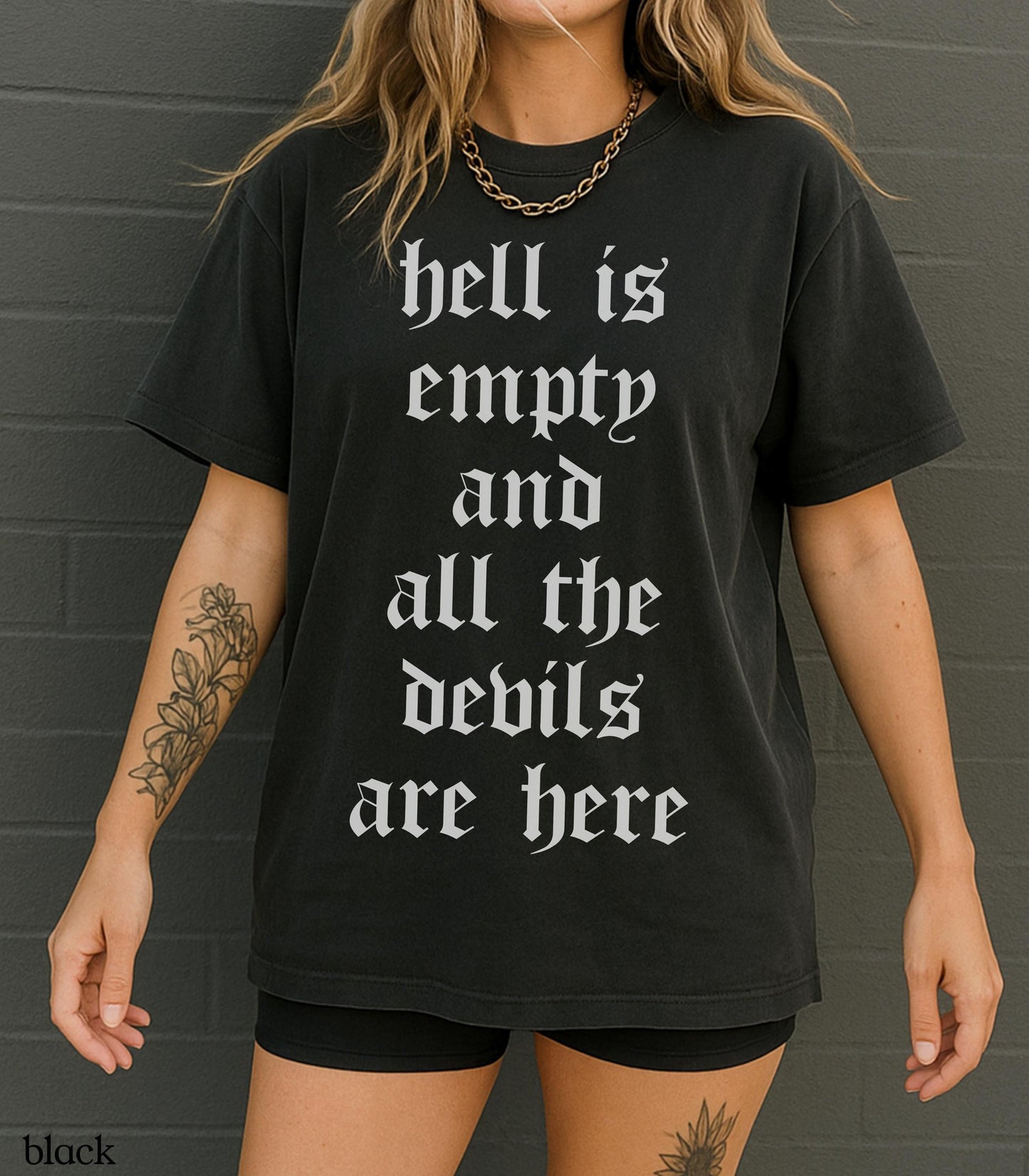 Hell is Empty & All the Devils Are Here Tee Shakespeare Tempest Emo Punk Protest Anti Fascist Dark Academia Bookish Drama Teacher Gift