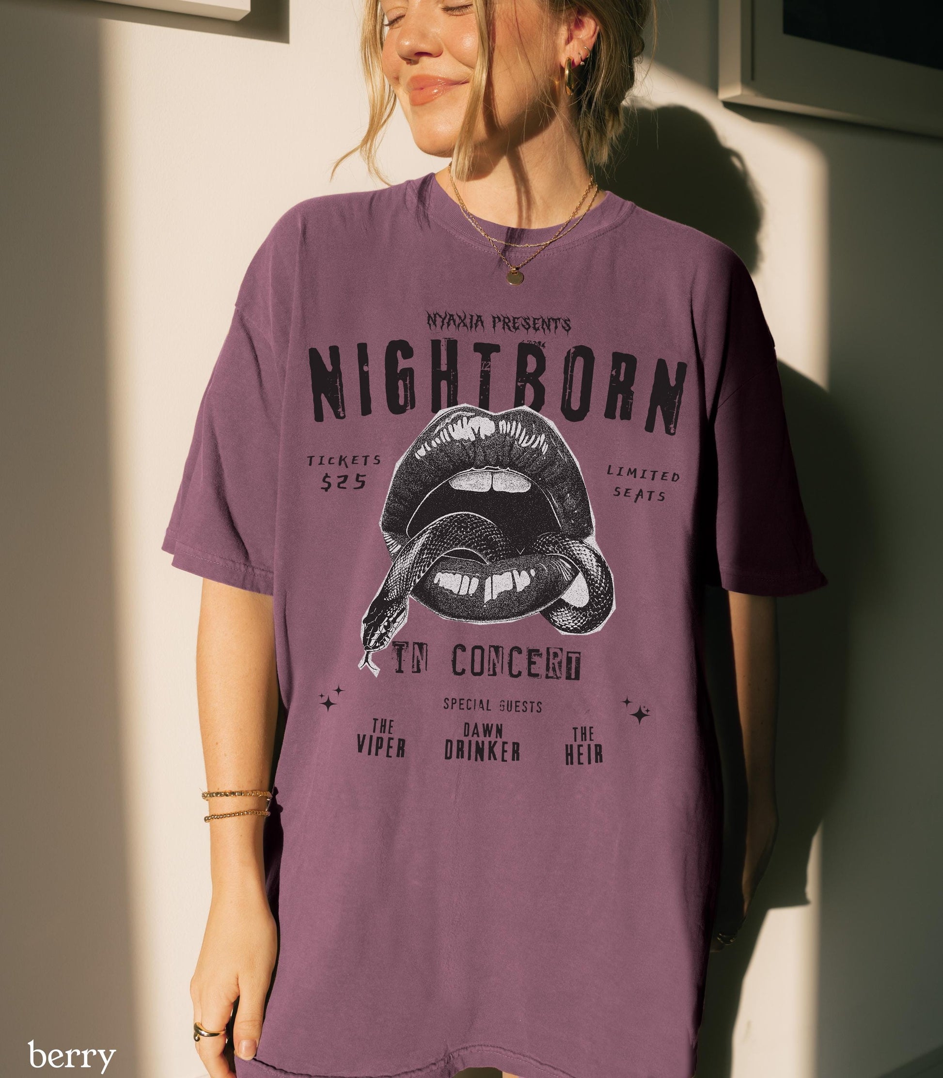 Serpent & The Wings of Night Nightborn Band Tee LICENSED Carissa Broadbent Crowns of Nyaxia Little Serpent Oraya Raihn Kejari Bookish Merch