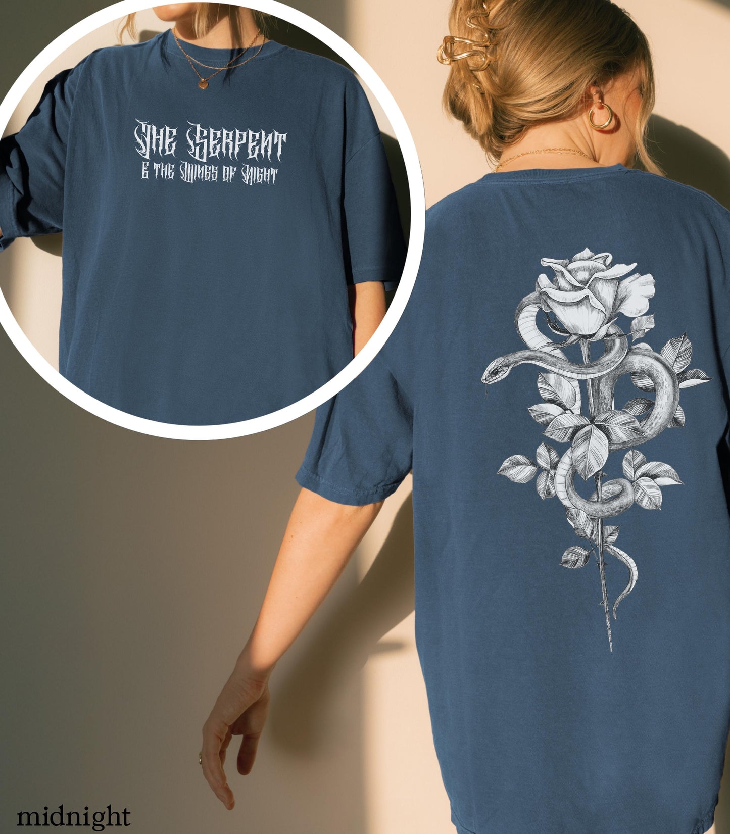 Serpent & The Wings of Night Tee LICENSED Carissa Broadbent Kejari Nightborn Nyaxia Little Serpent Deathless Dark Romantasy Bookish Merch