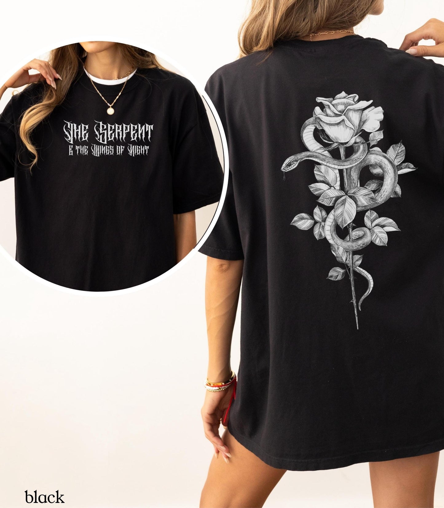 Serpent & The Wings of Night Tee LICENSED Carissa Broadbent Kejari Nightborn Nyaxia Little Serpent Deathless Dark Romantasy Bookish Merch