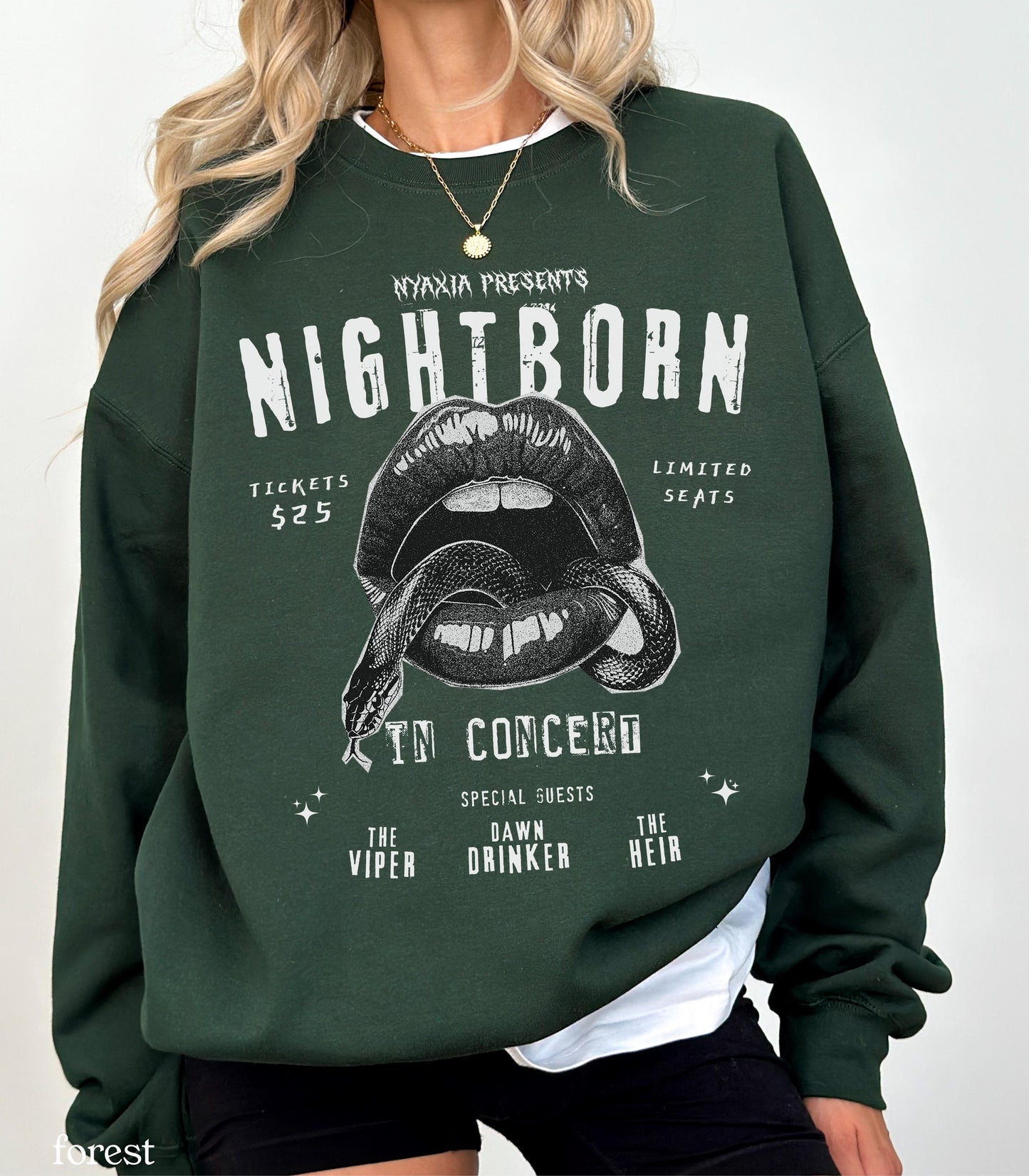 Serpent & The Wings of Night Nightborn Band Sweatshirt LICENSED Carissa Broadbent Crowns of Nyaxia Little Serpent Oraya Kejari Bookish Merch