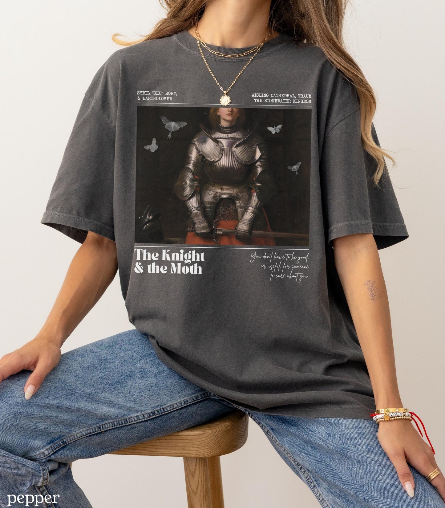 The Knight & the Moth Comfort Colors Tee LICENSED Rachel Gillig Stonewater Kingdom Romantasy Fandom Merch Reader Gift Bartholomew Castlecore