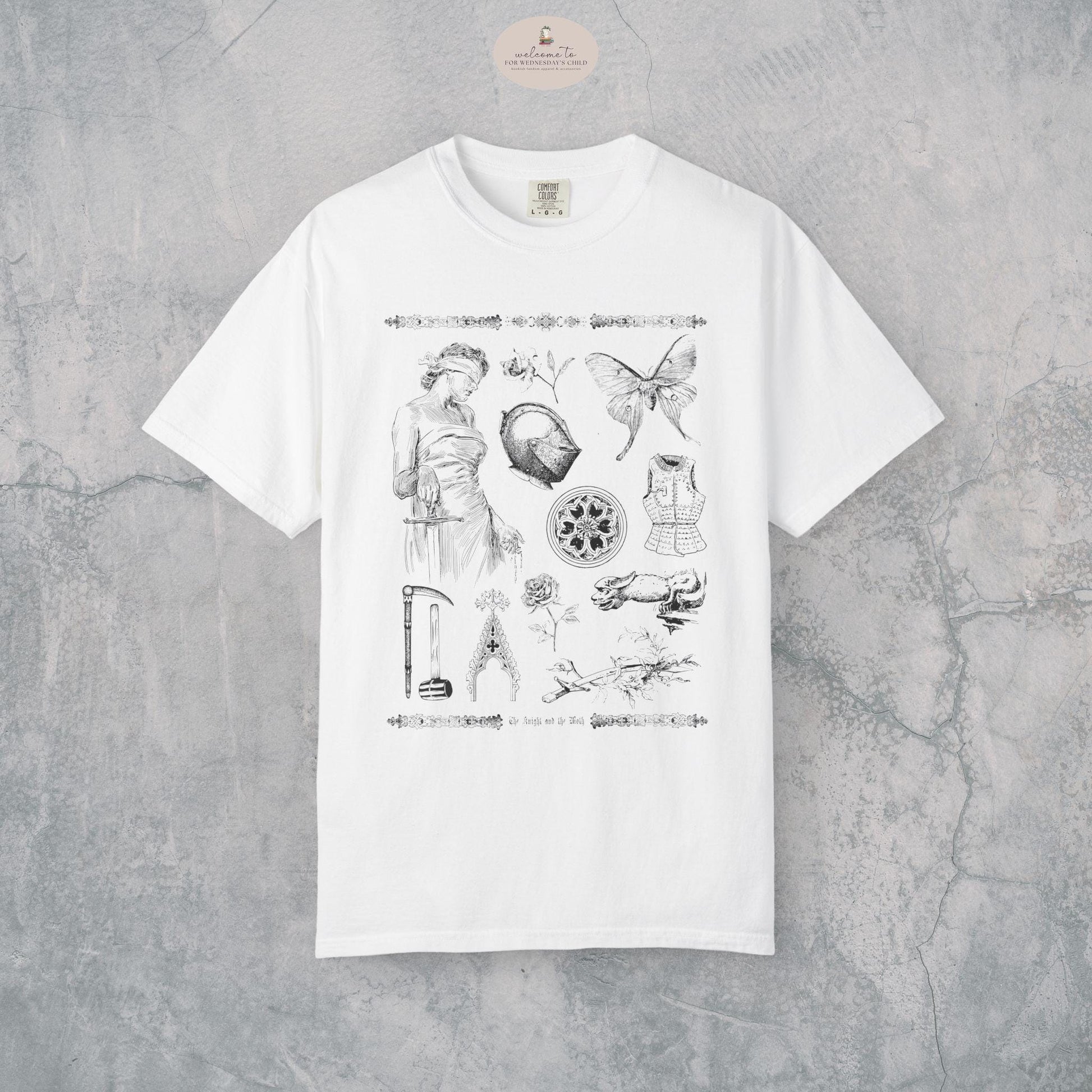 The Knight & the Moth Medievalcore Tee LICENSED Rachel Gillig Stonewater Kingdom Romantasy Fandom Merch Reader Gift Bartholomew Castlecore