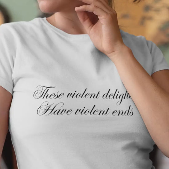 These violent delights have violent ends Shakespeare quote Romeo and Juliet coquette aesthetic literature bookish gift y2k cotton baby tee