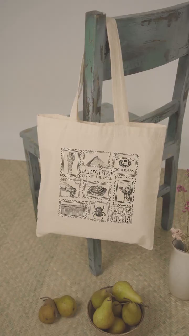 Mummy Stamp Collection Canvas Tote Bag * City of the Dead Egypt Rick Evie Greetings from Hamunaptra Postcard Book Fandom Merch Bookish Gift