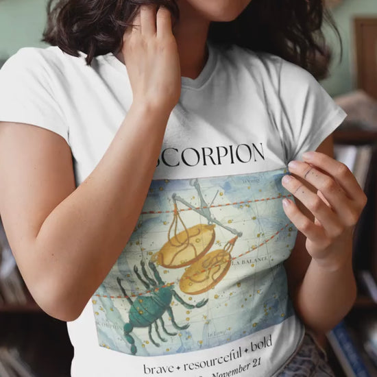 Scorpio French Zodiac Constellation Astrology Horoscope Tee Shirt * Scorpio Birthday Birth Date Shirt * Water Sign * Light Dark Academia