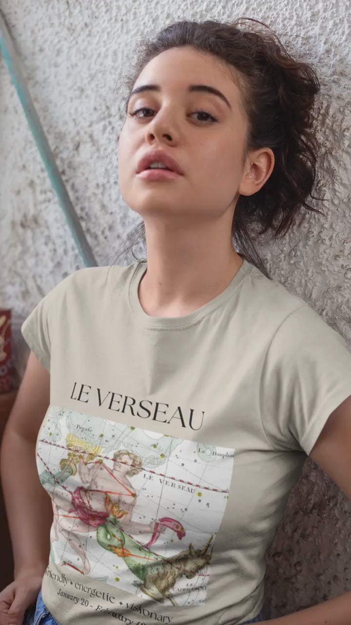 Aquarius French Zodiac Constellation Astrology Horoscope Tee Shirt * Birthday Birth Date Shirt * Air Sign Gift * Light Dark Academia
