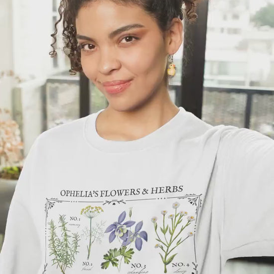 Shakespeare Hamlet Ophelia Literary Flower Chart Herbology Floral Sweatshirt Bookish Bookworm Gift Poet Literature Shirt Dark Academia Shirt