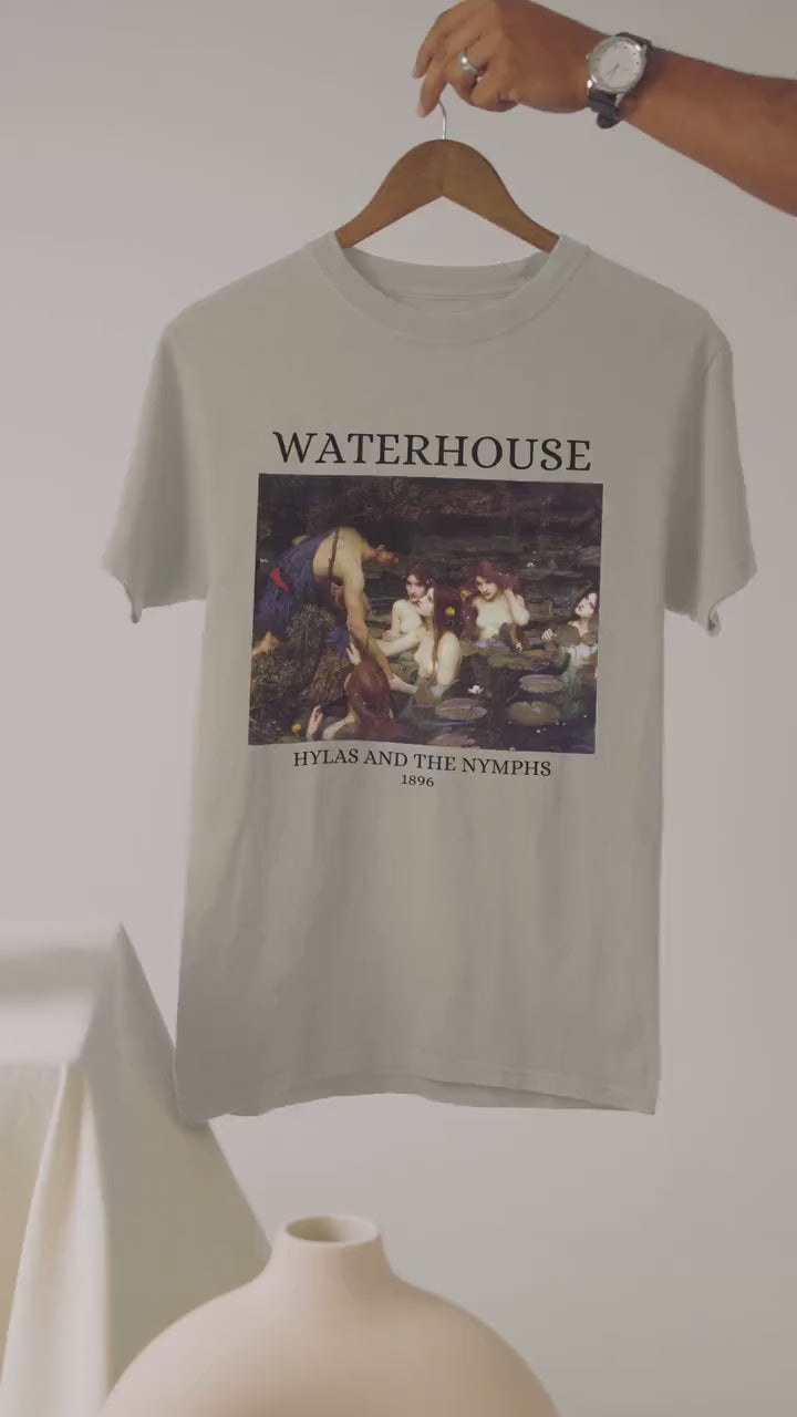 John William Waterhouse Hylas Nymphs Greek Classics Light Dark Academia Art History Tee Shirt Aesthetic Famous Painter Paintings Museum
