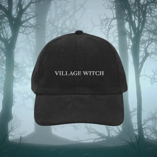 Village Witch Embroidered Corduroy Dad Hat * Halloween Costume Salem Girls Trip Spooky Witchy Wicca Gothic Aesthetic Trucker Cap