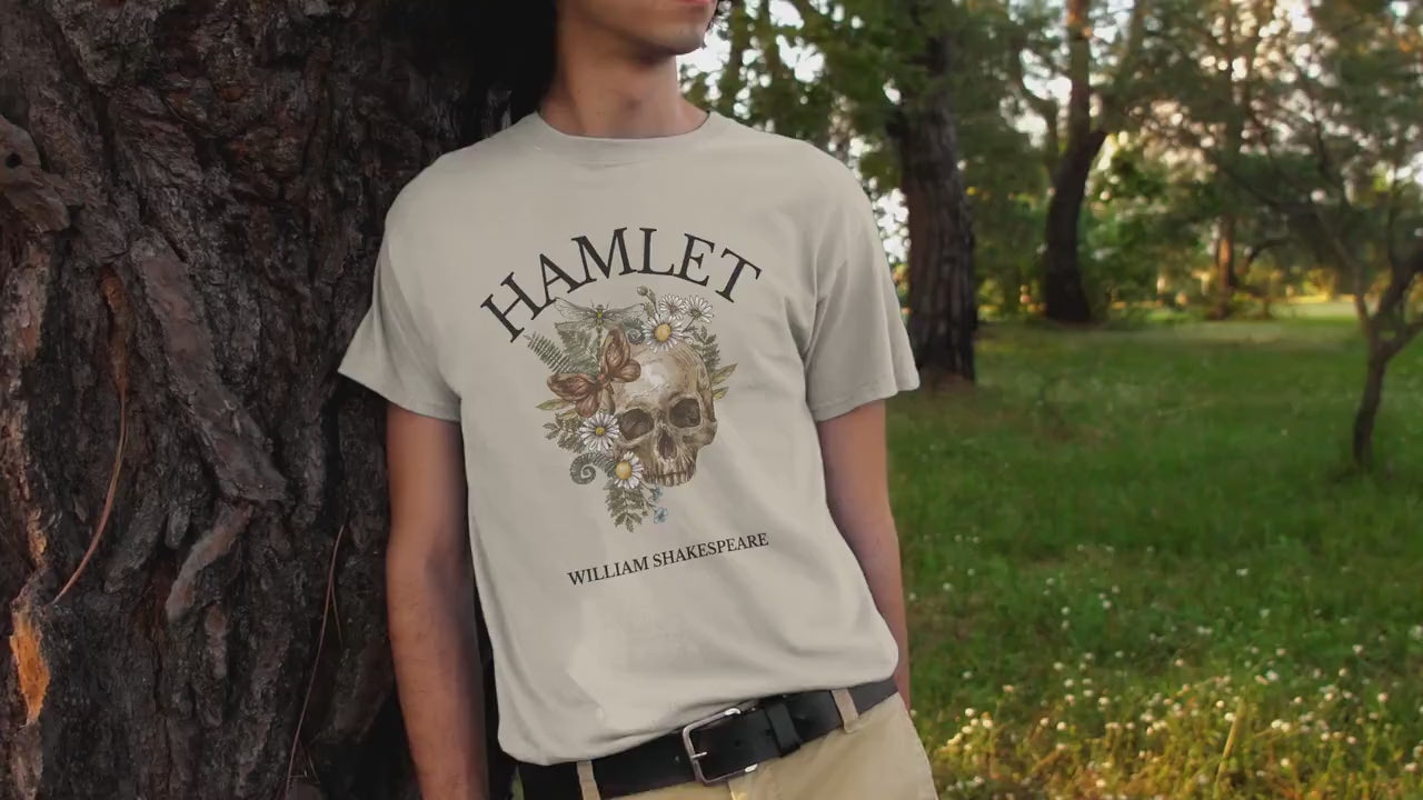 Shakespeare Hamlet Tee Shirt * Literature Literary Bookish Merch * Bookworm Christmas Gift * Poet Light Dark Academia * Book Cover Shirt