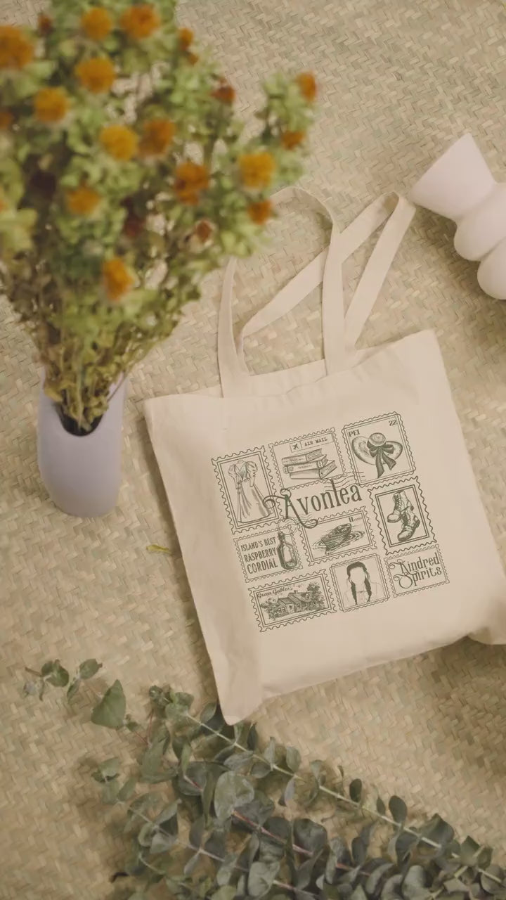 Anne of Green Gables Literary Stamp Collection Tote Bag * Cottagecore Anne with an E * Greetings from Avonlea Book Fandom Merch Bookish Gift