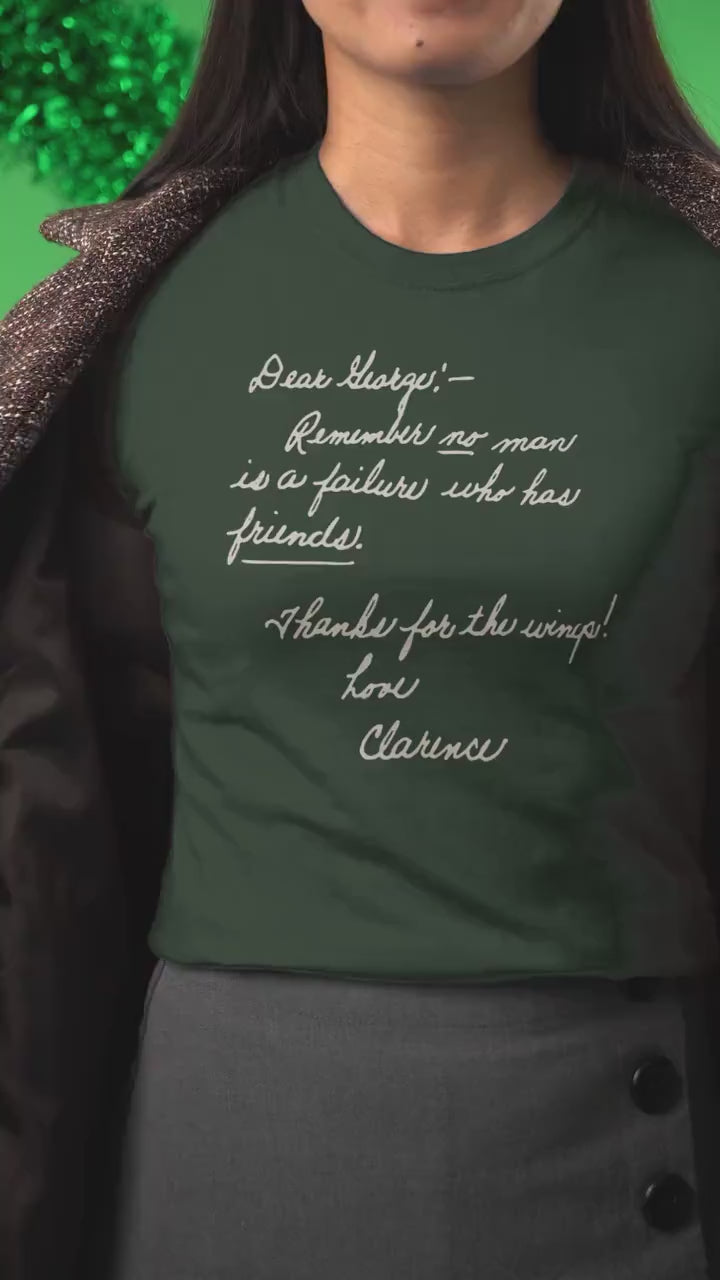 It's a Wonderful Life Classic Christmas Movie Lover Tee Shirt * Clarence's Note to George Bailey * Holiday Party Tshirt * Bedford Falls