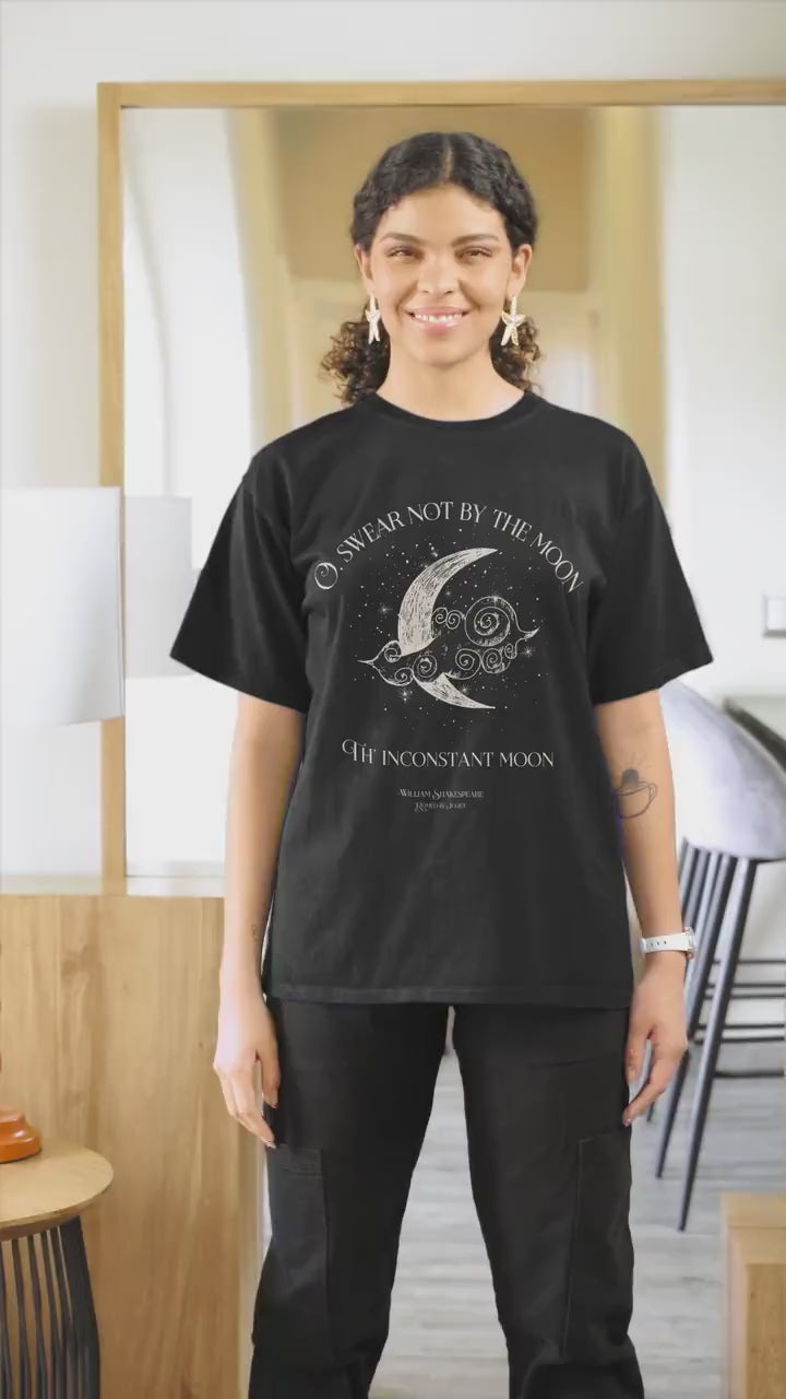 Swear not by the moon celestial Shakespeare quote tee * Romeo Juliet coquette aesthetic witchy angelcore bookish gift light academia tshirt