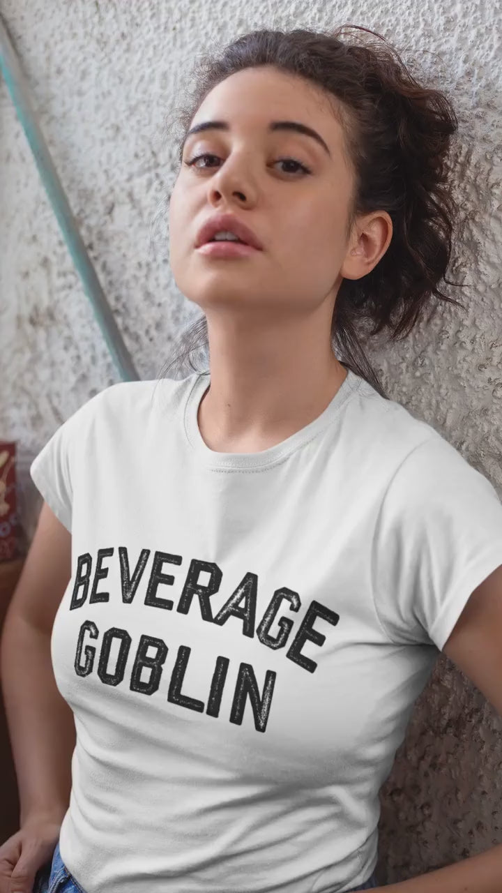 Beverage Goblin Varsity Tshirt * Holiday Birthday Gift Idea for Her * Oversized Graphic Trendy Tee Shirt * Gamer Gift * Coffee Wine Lover